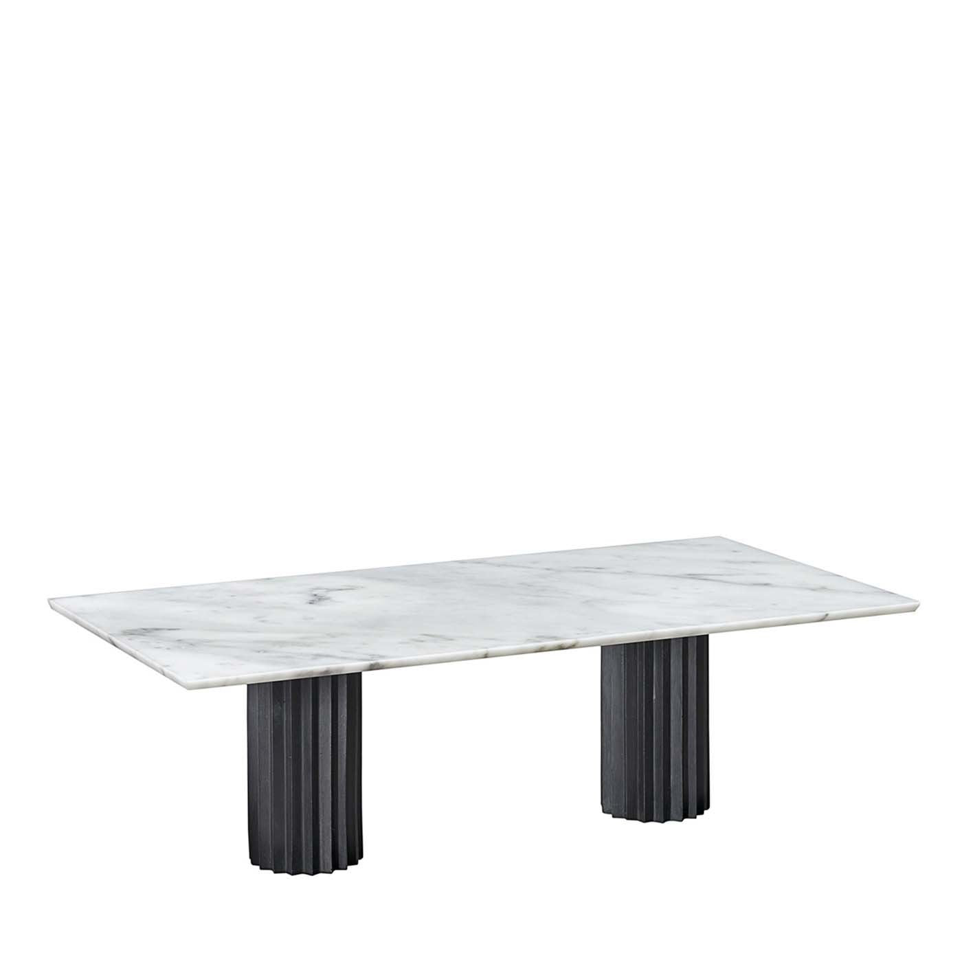 Doris Rectangular Dining Table in Carrara Marble and Blackened Bronze - Main view