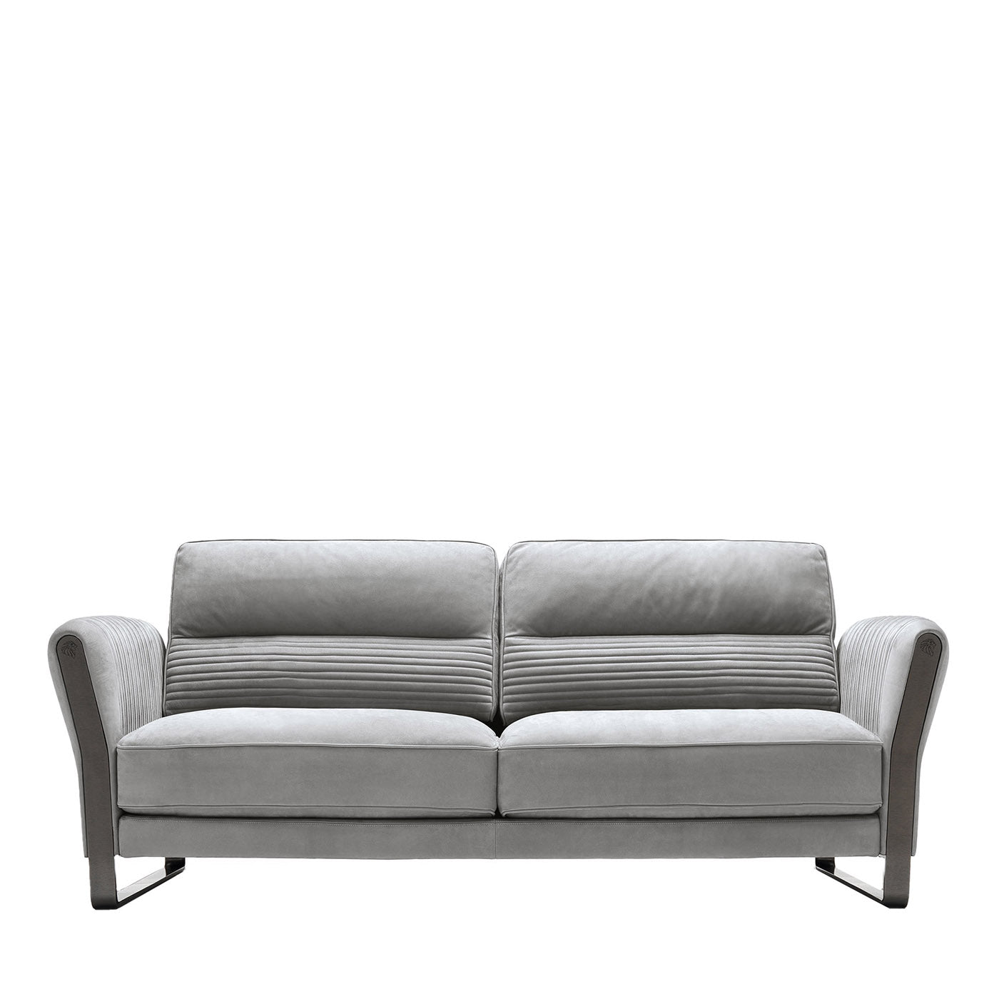 Graues Nabuk-Sofa mit zwei Sitzplätzen - Hauptansicht