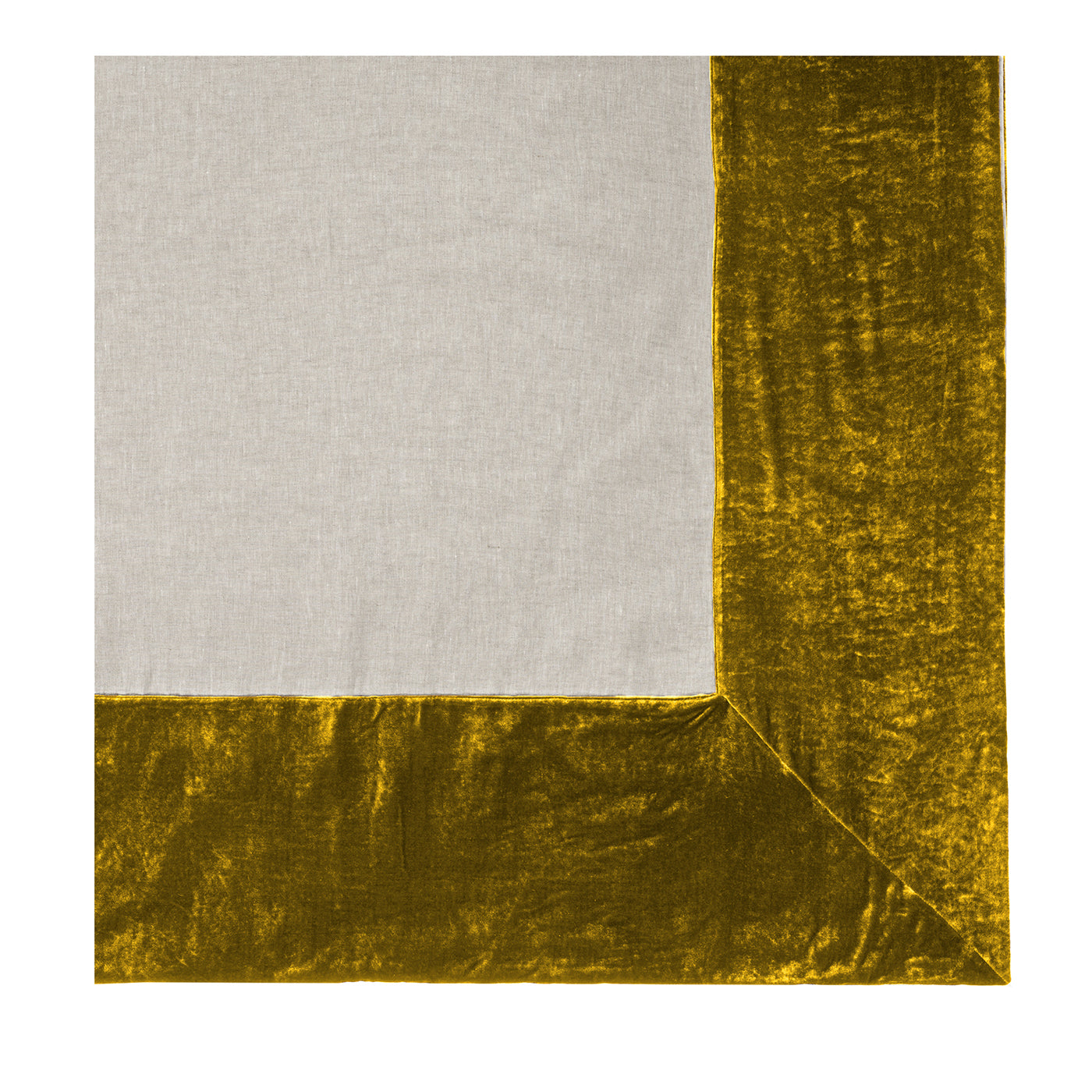 Gold Natural Linen With Velvet Border Tablecloth (Nappe en lin naturel avec bordure en velours) - Vue principale