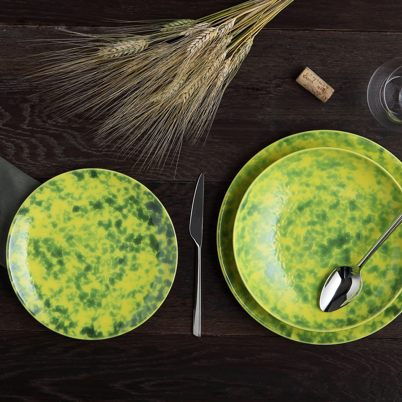 Limoni Round Green-Mottled Yellow Soup Plate - Alternative view 2