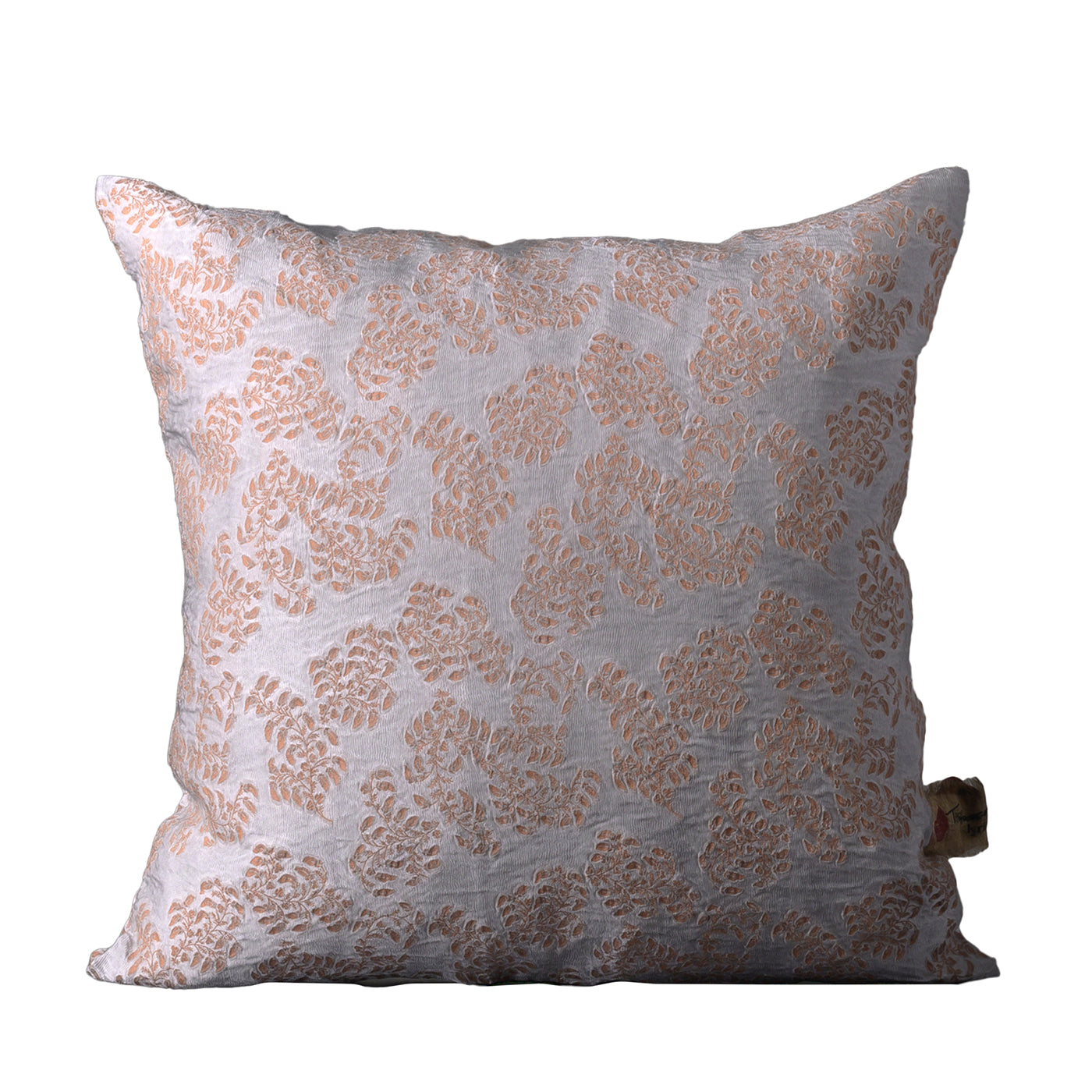 Murcia Square Floral Silvery &amp; Brown Jacquard Cushion - Vue principale