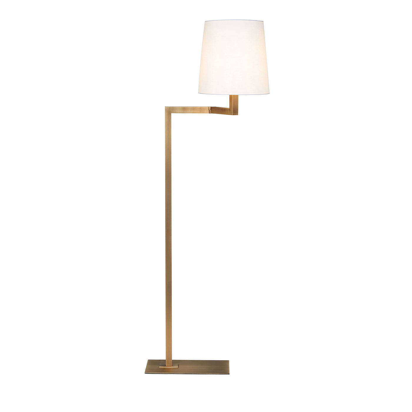 Tonda Angled Bronzed Floor Lamp with White Cotton Shade - Main view