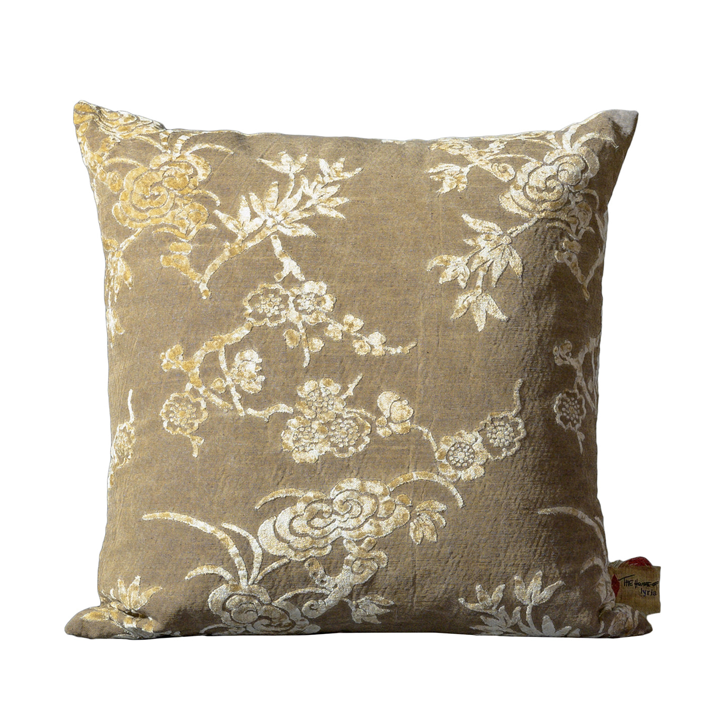 Cotognastro Square Floral Golden Velvet Cushion - Vue principale