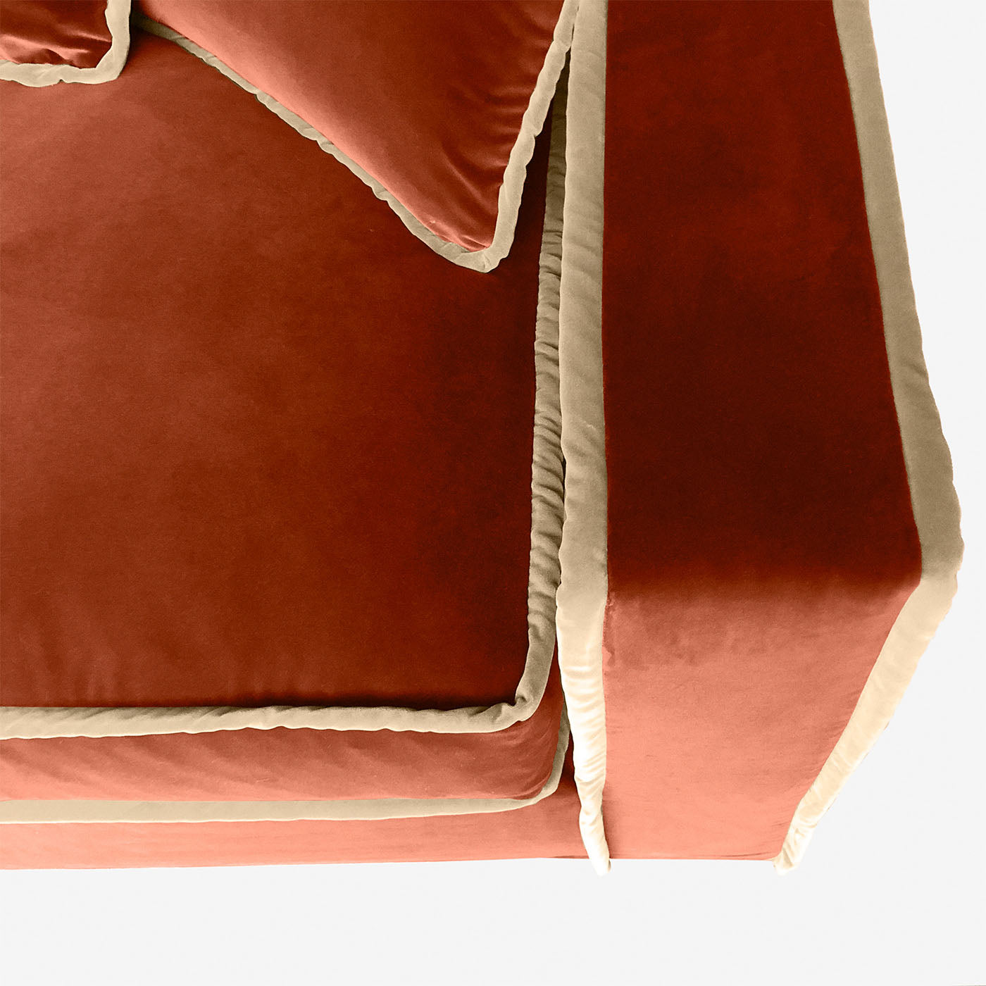 Rafaella Bio Orange & Beige Velvet Angular Sofa - Alternative view 1