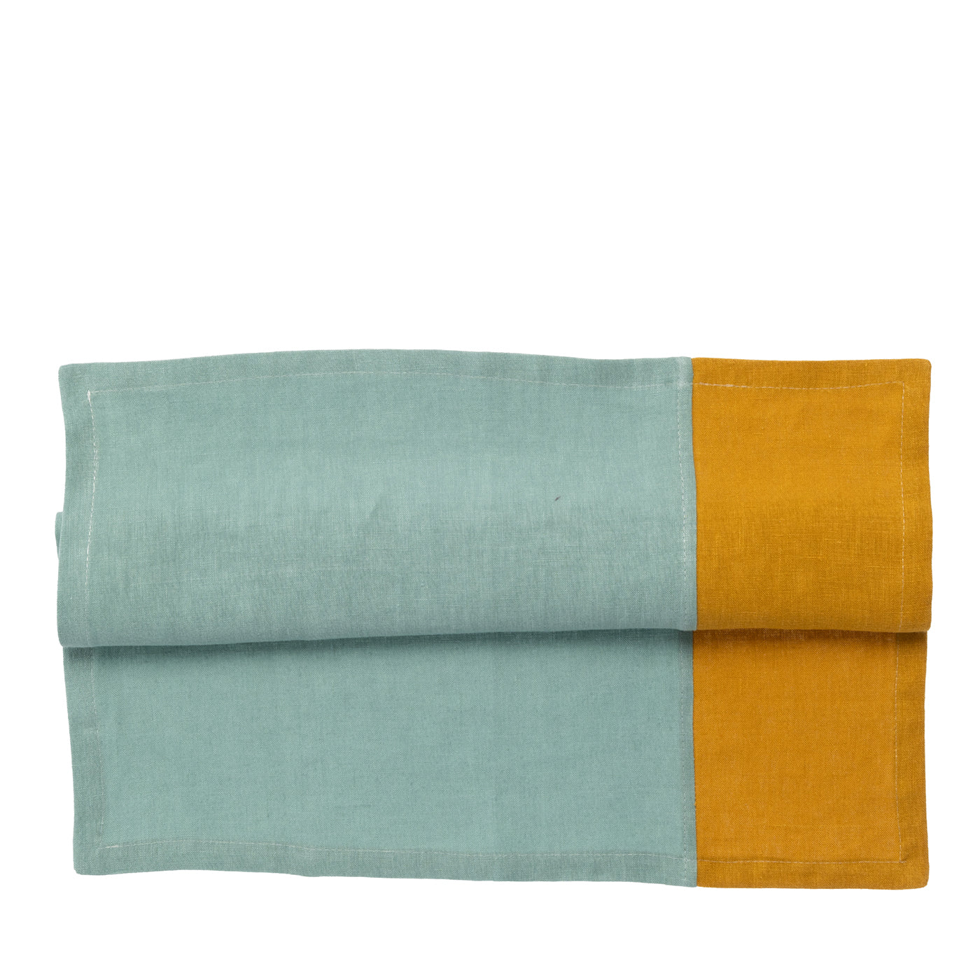 Lot de 4 serviettes de table en lin bicolore luxueux Lichen-Saffron - Vue principale