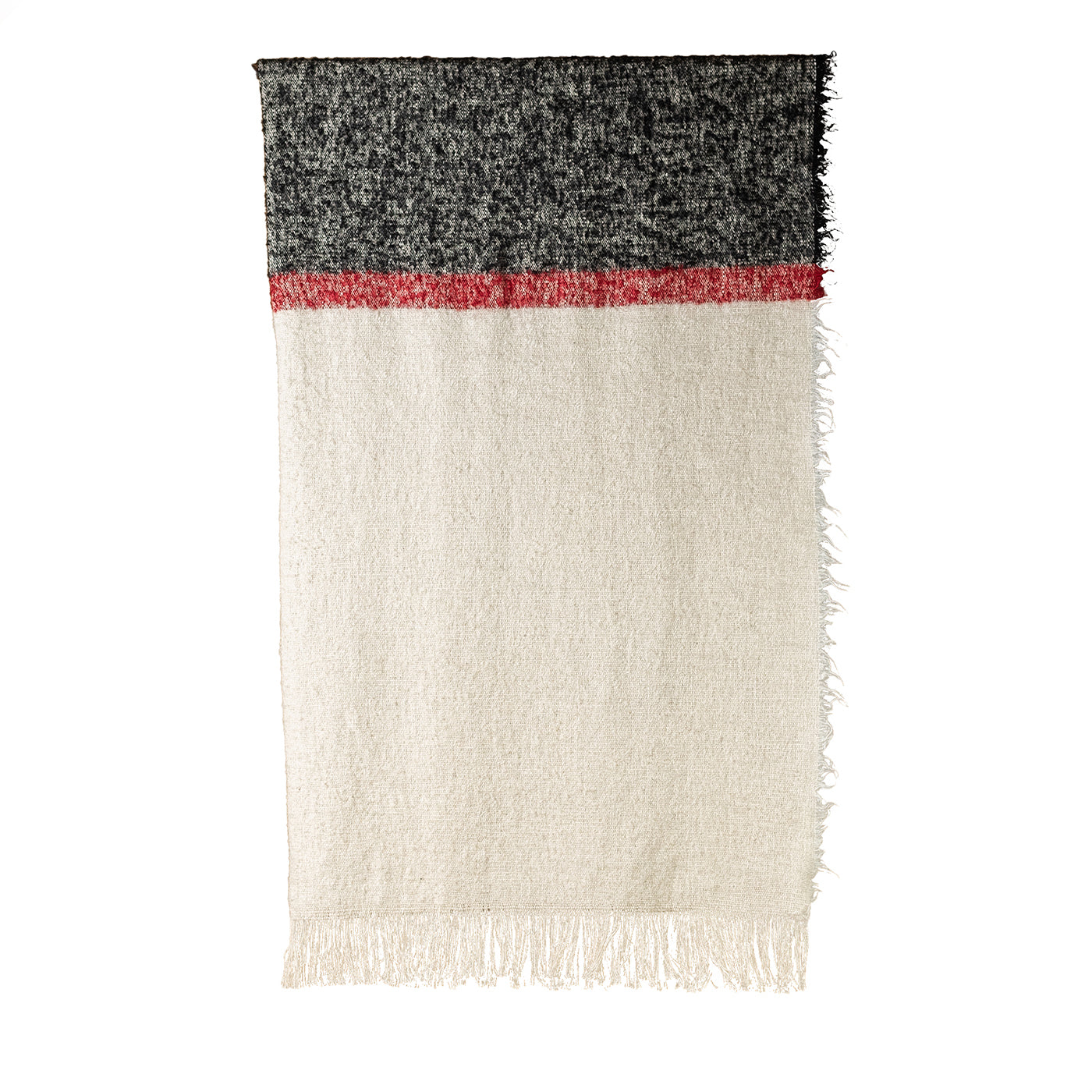 Bugiardo Fringed Polychrome Cotton & Mohair Wool Blanket - Main view