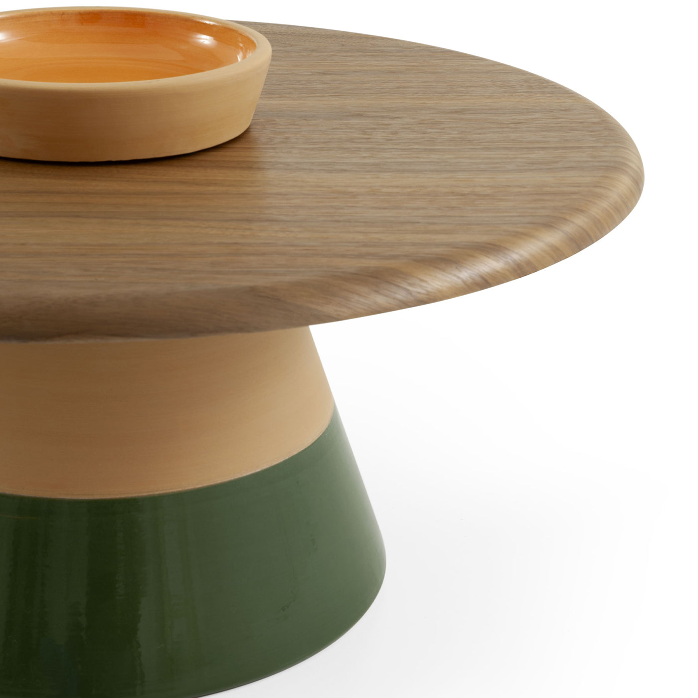 Petite table Sablier avec base en argile et plateau en bois plaqué Canaletto - Vue alternative 3