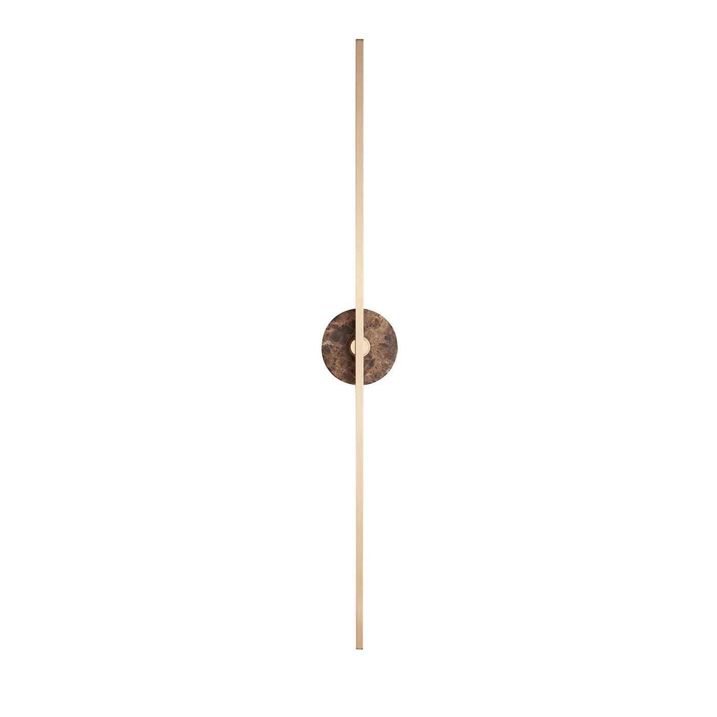 "Essential Grand Stick" Wall Sconce in Satin Brass and Brown Emperador Marble - Main view