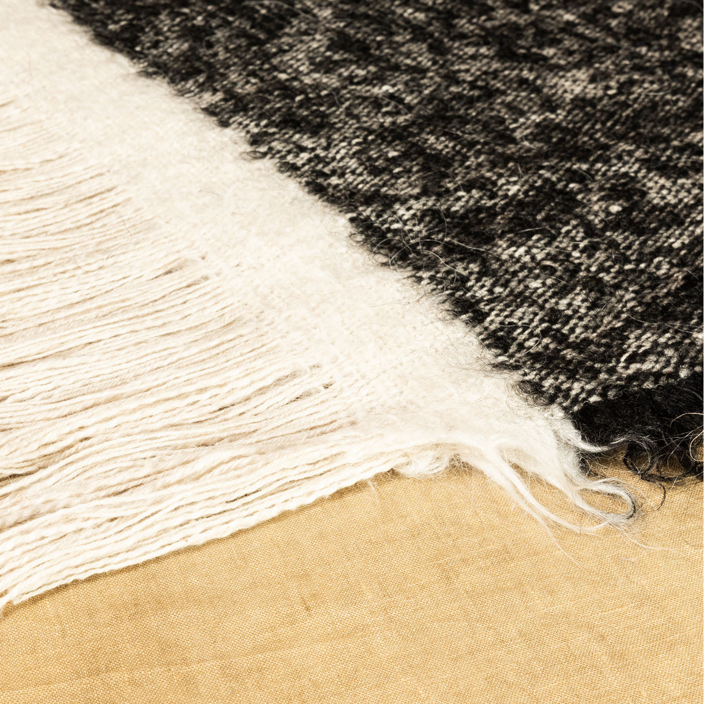 Bugiardo Fringed Polychrome Cotton & Mohair Wool Blanket - Alternative view 3