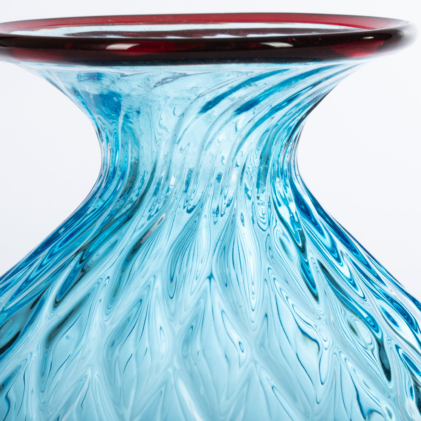 1950 Large Balloton Light-Blue Vase with Burgundy Rim - Alternative view 2