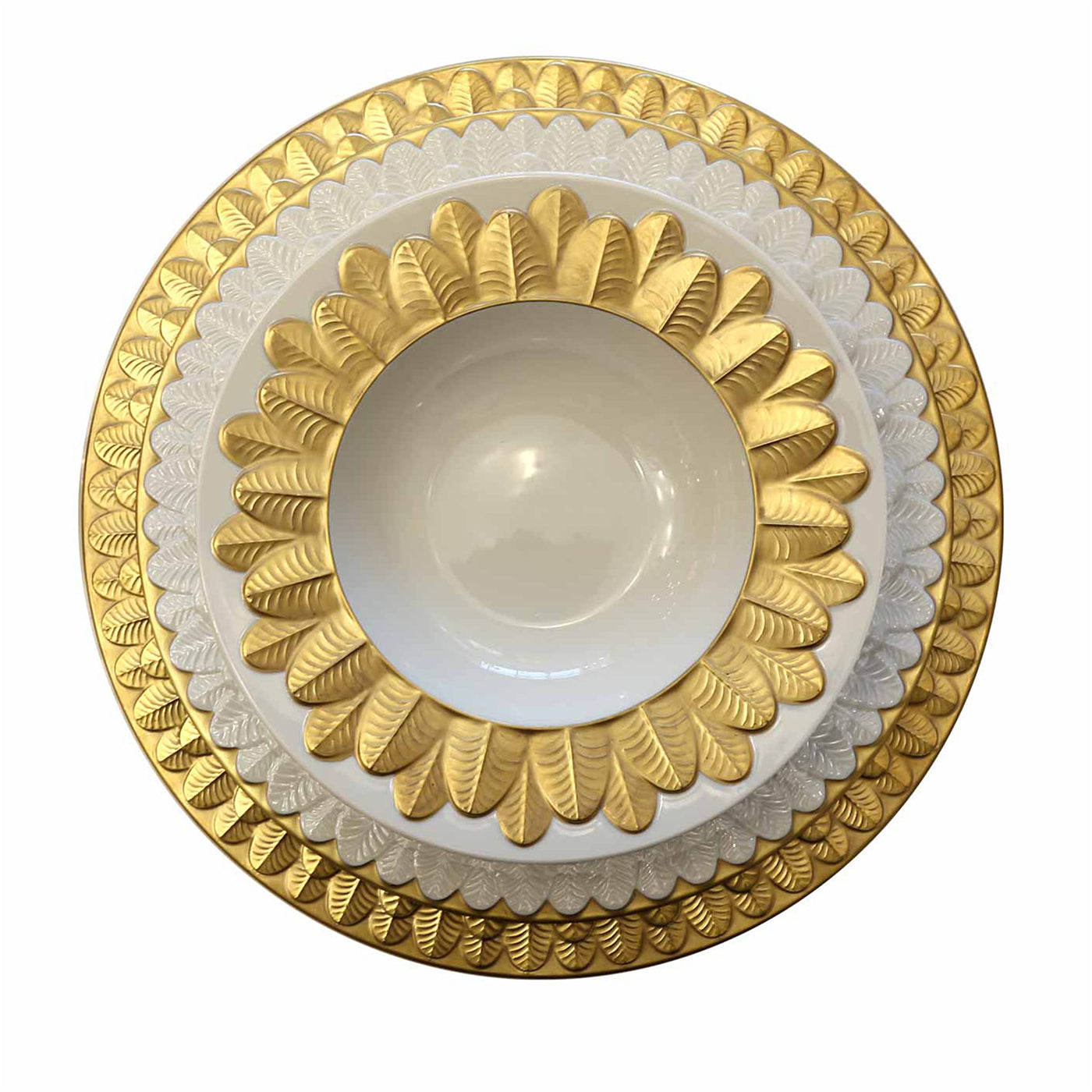 PEACOCK LAY PLATE - GOLD AND WHITE - Alternative view 1