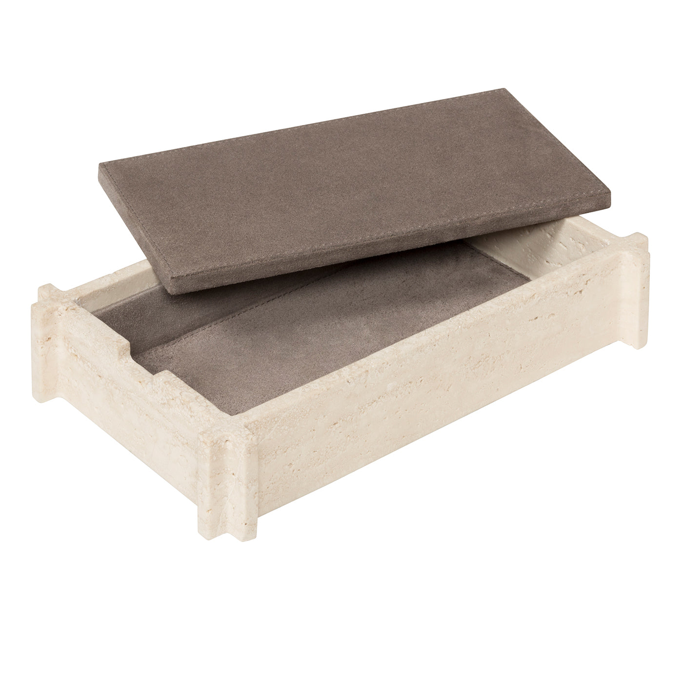 Caja rectangular de cuero y mármol Structura - Marrón - Vista alternativa 1