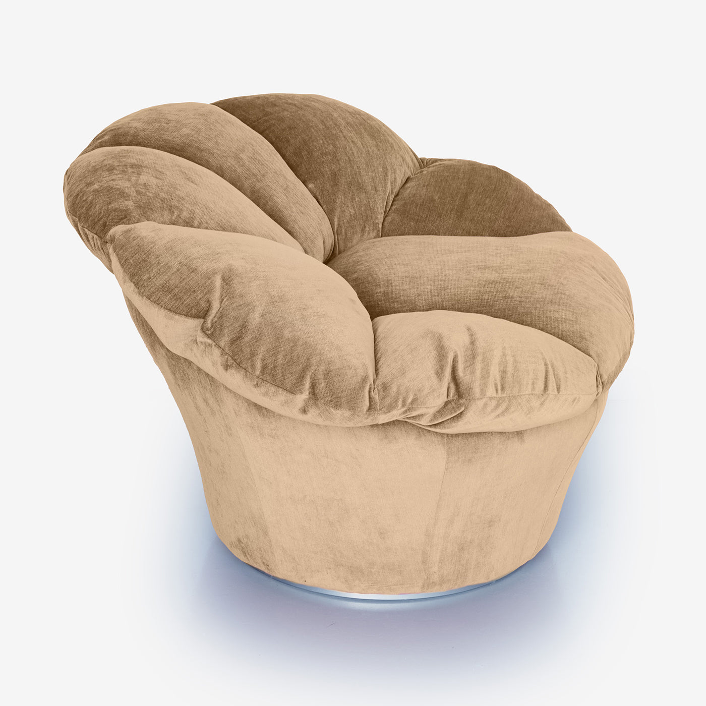 Twelve Round Caramel Beige Velvet Armchair - Alternative view 2