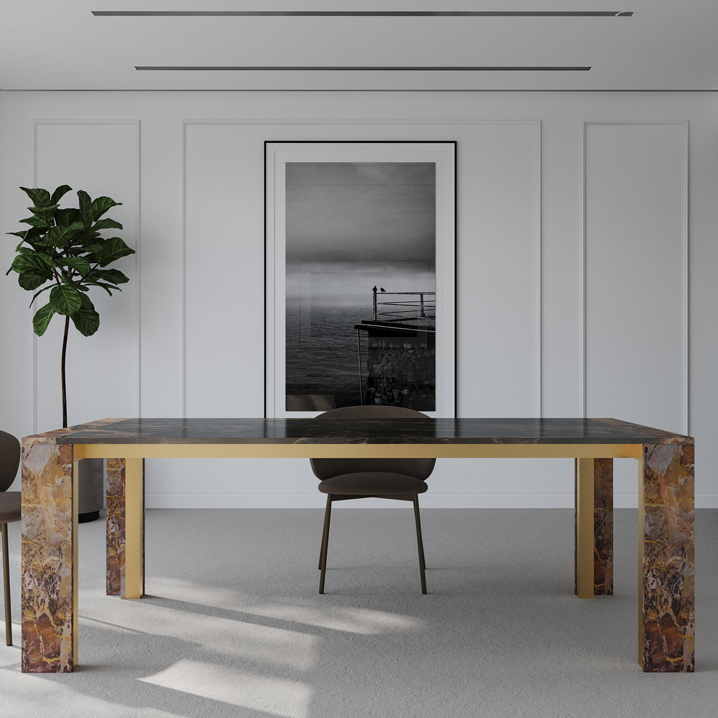 Ilan Sahara Brown Marble Dining Table by Paolo Ciacci - Vue alternative 1