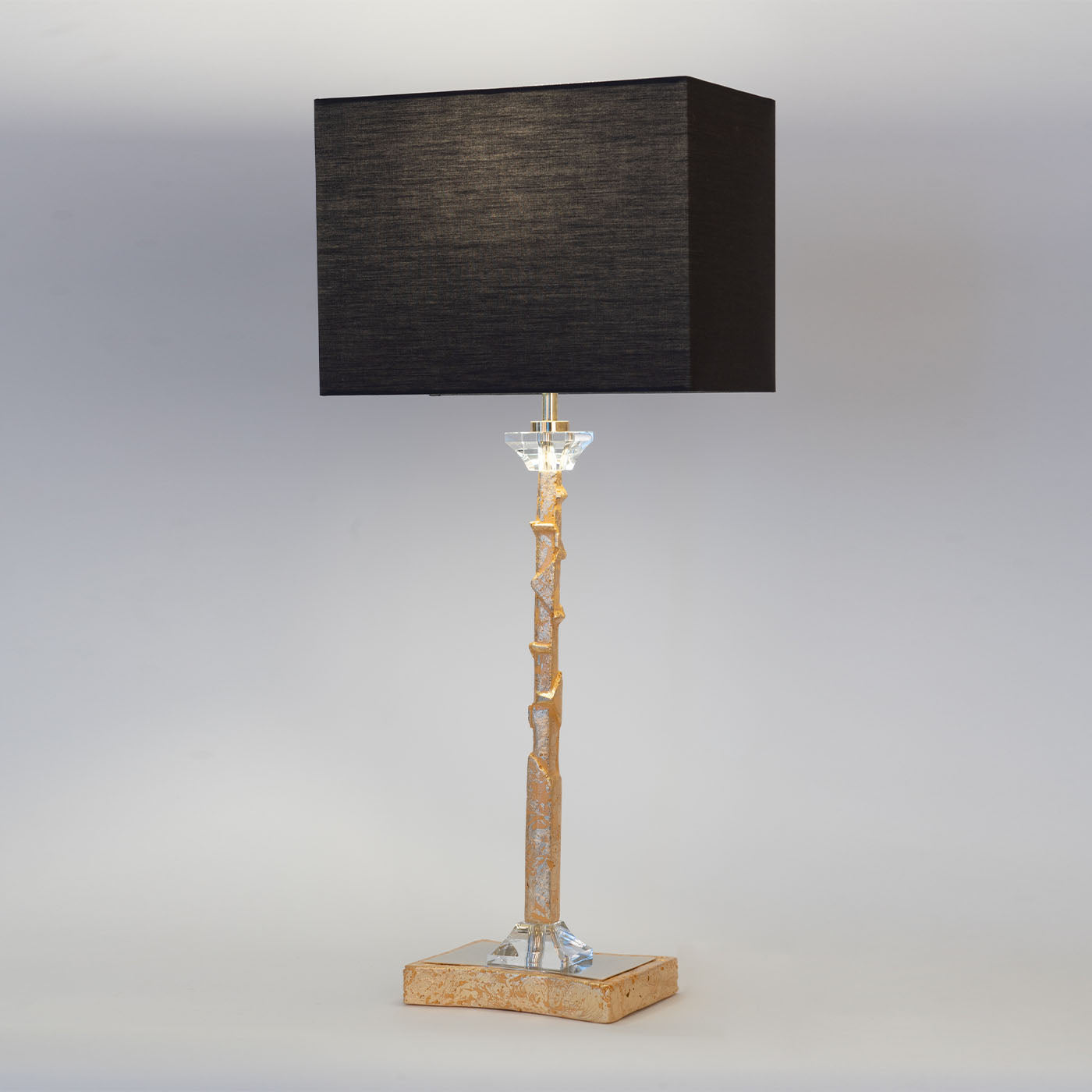 Tall Small Anthracite-Gray & Gold Leaf Table Lamp - Alternative view 1
