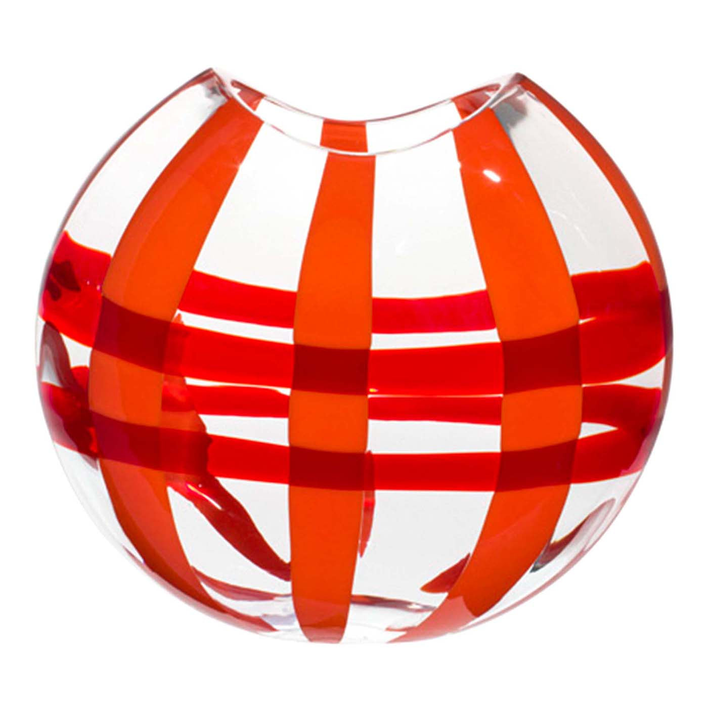 Vaso trasparente a righe rosse e arancioni Eclissi di Carlo Moretti - Vista principale