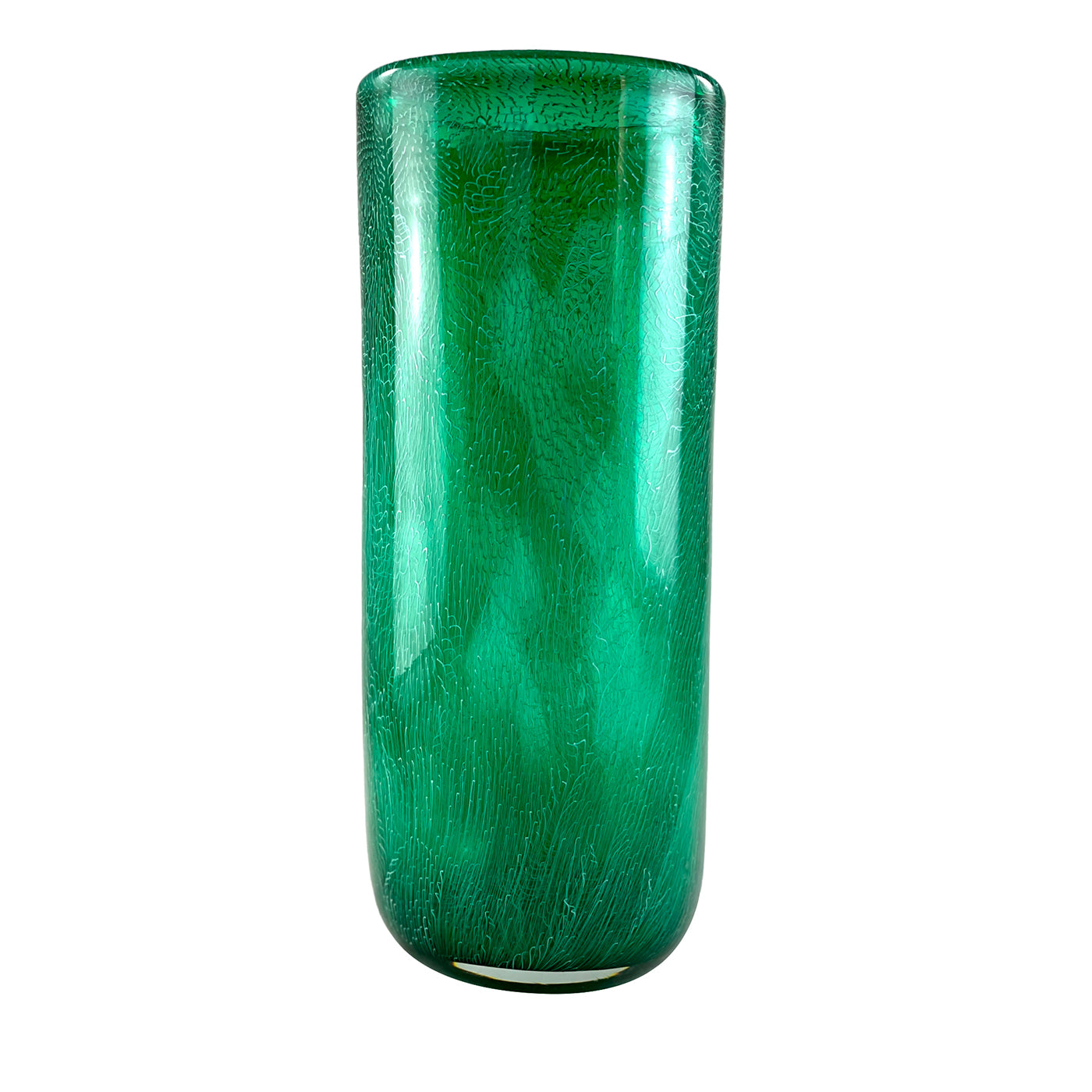 Grüne &amp; weiße filigrane Murrine Vase - Hauptansicht