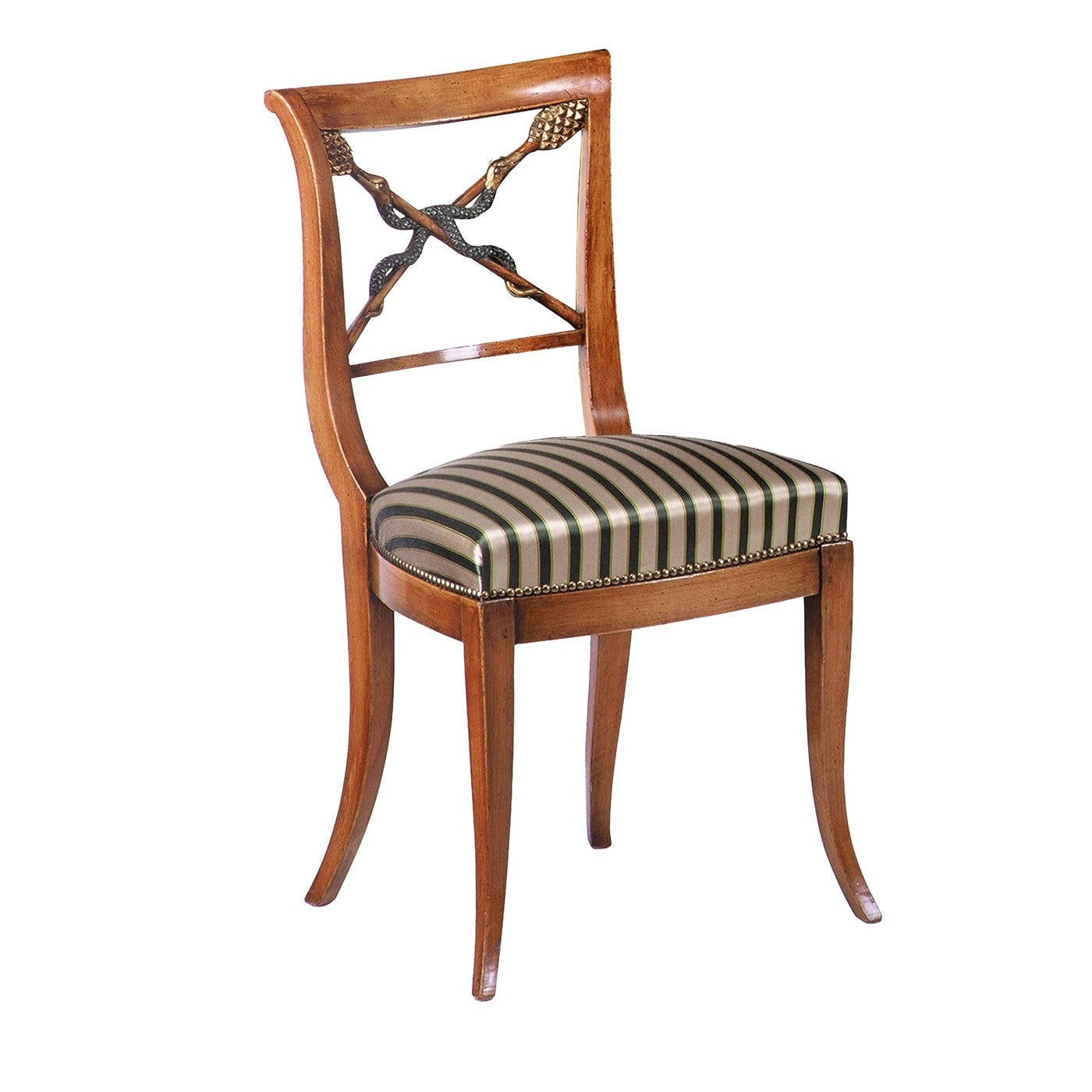 Chaise en hêtre serpentée de style Empire italien - Vue principale