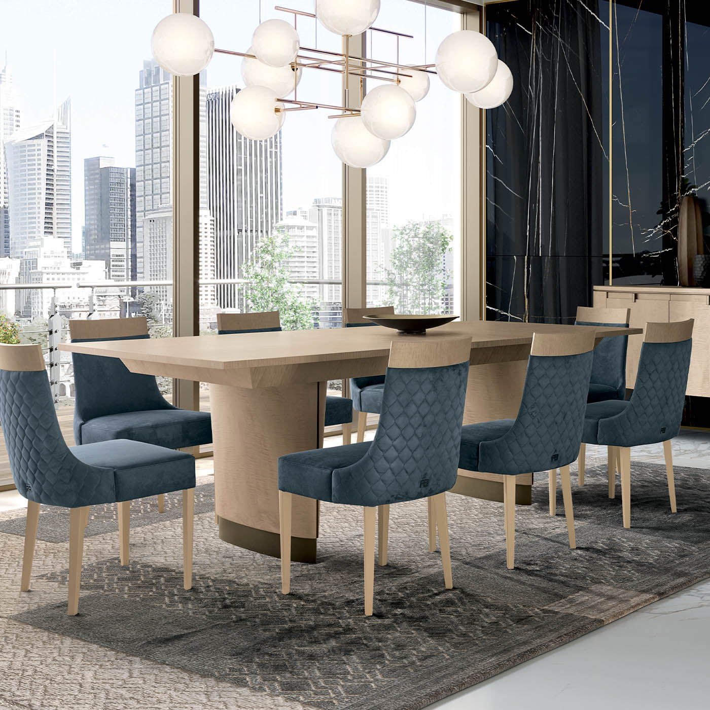 Rubino Extendable Figured Sycamore Dining Table - Alternative view 3