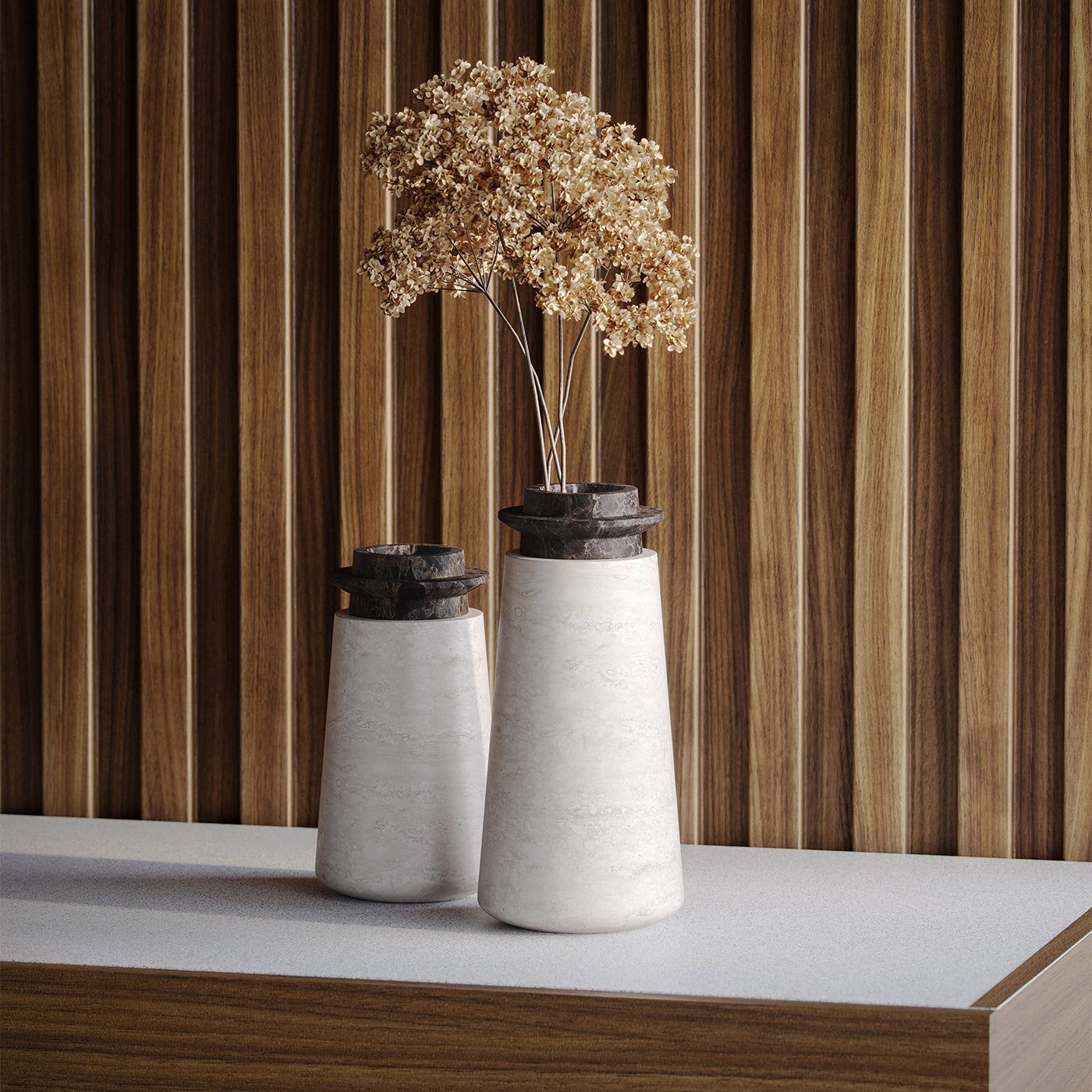 Tivoli Small Vase in travertine and marble by Ivan Colominas - Alternative view 3