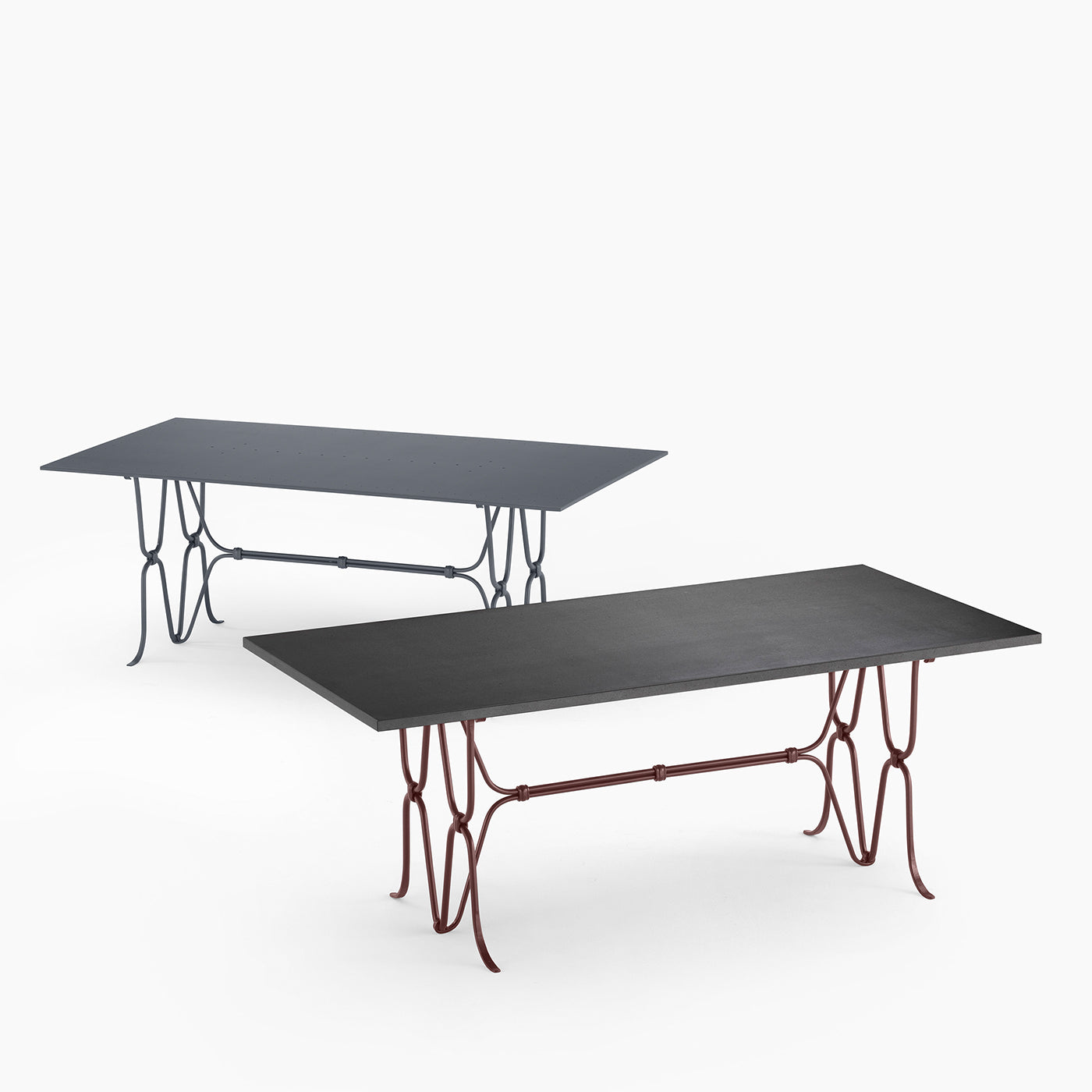 Ligare Table rectangulaire en pierre de lave et fer forgé brun - Vue alternative 1