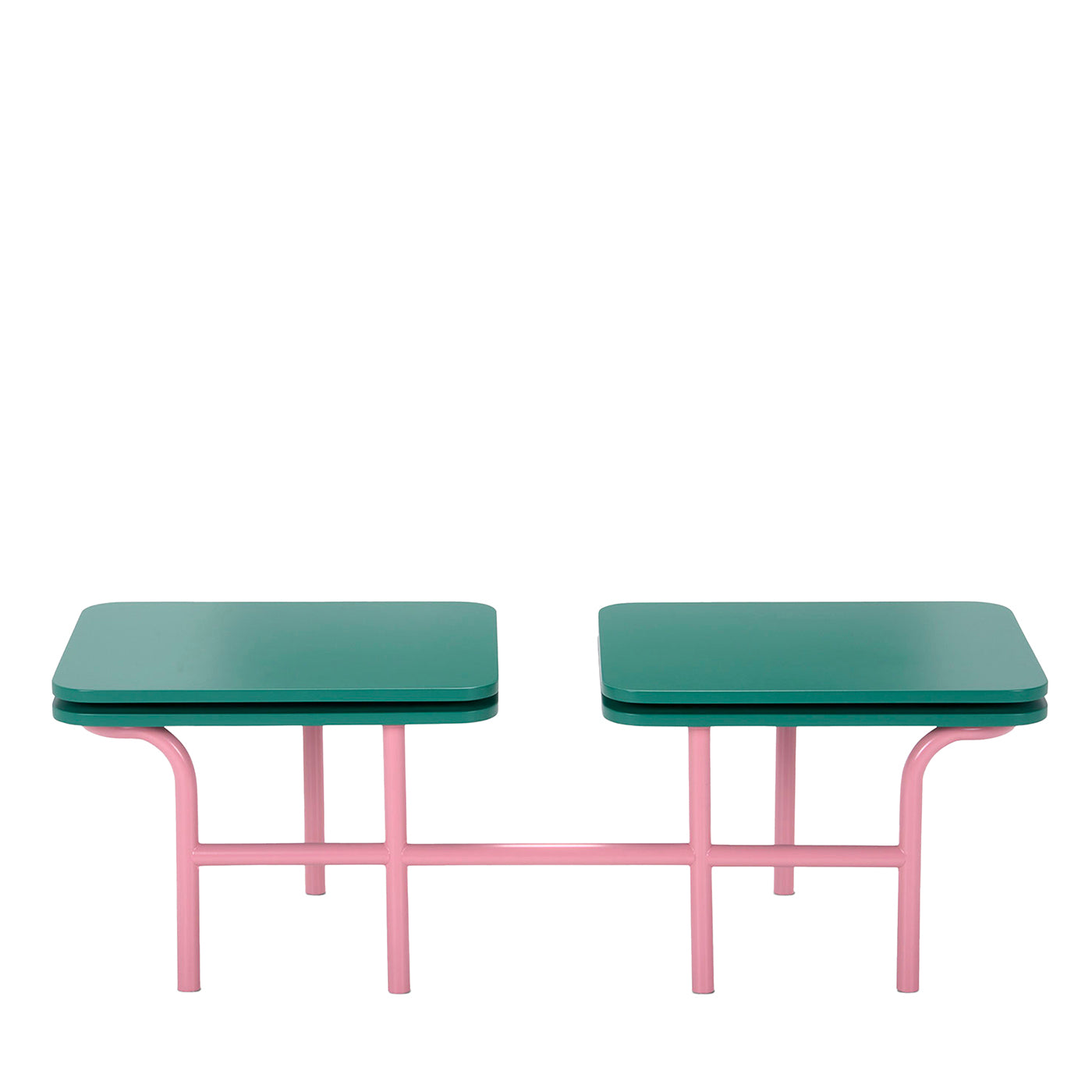 Table basse à 2 plateaux rose et vert Leo par Daria Zinovatnaya - Vue principale