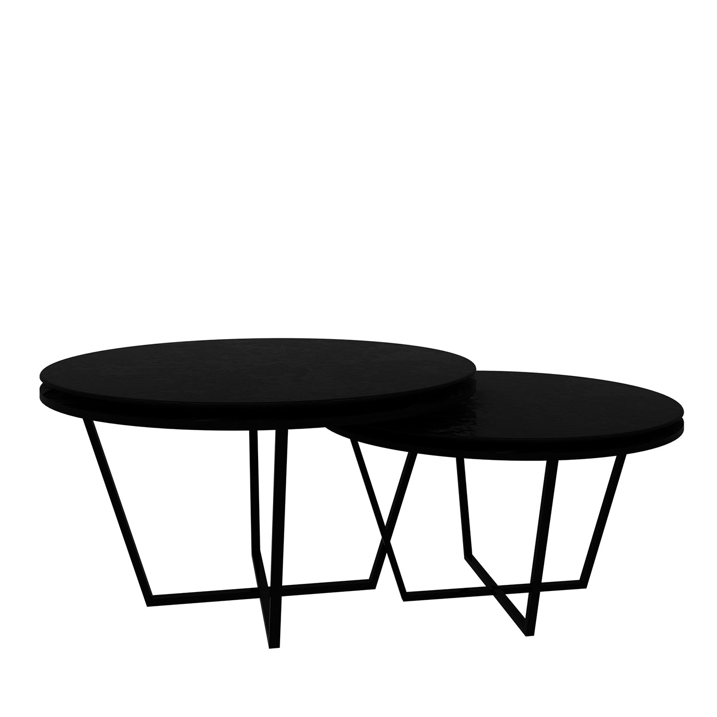 Set of 2 Different-Height Round Black Coffee Tables - Main view