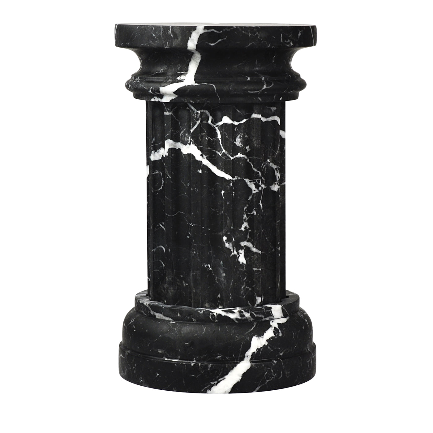 POR TAN TE Satin black Marquina marble Column Vase - Main view