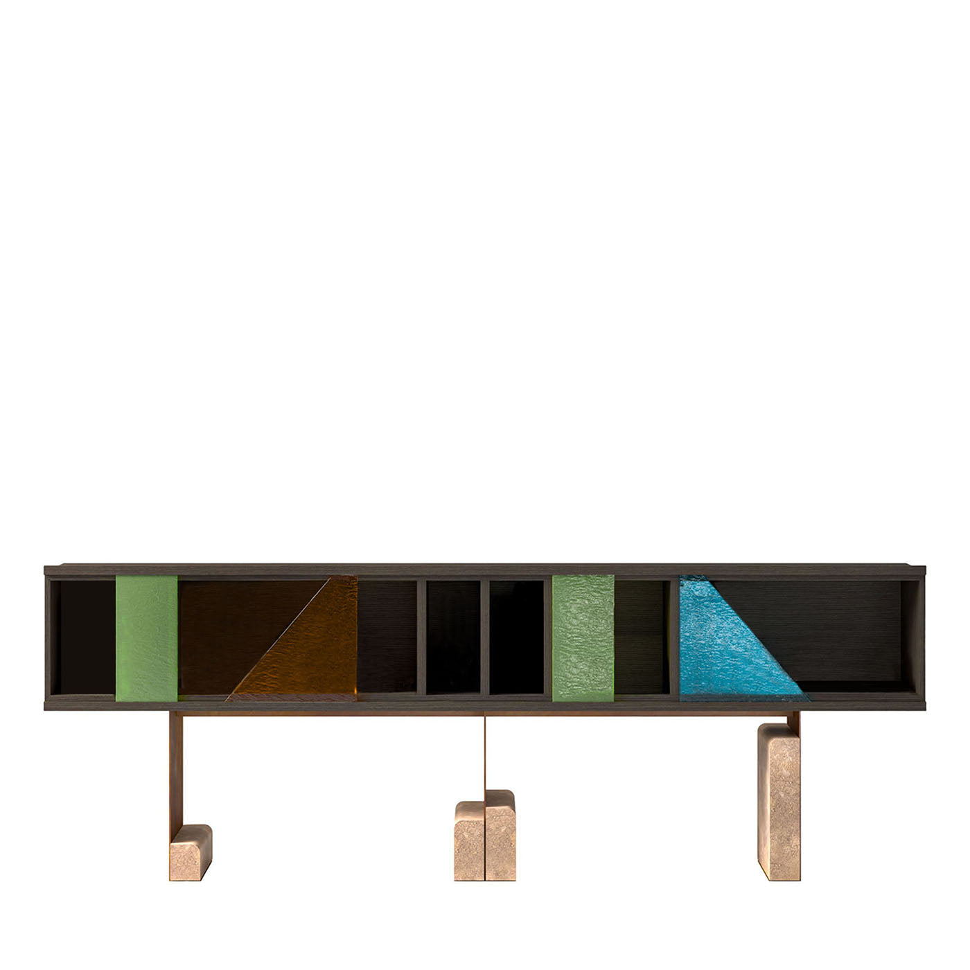 Hegel Braunes Holz und Glas Sideboard - Hauptansicht