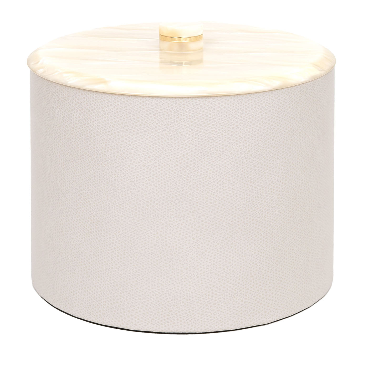 Kelly Tall Cylindrical Beige Box with Lid - Main view