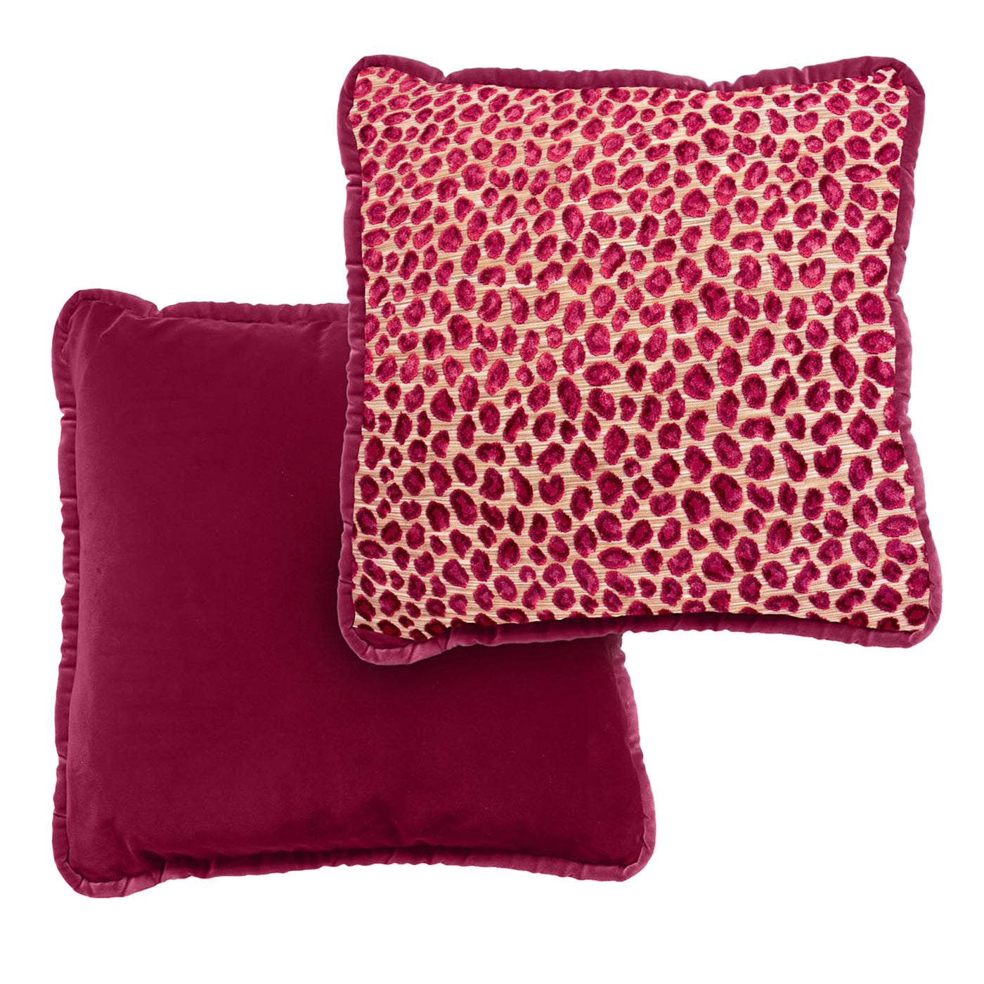 Cojín reversible de terciopelo de alta costura rojo y leopardo Glam - Vista alternativa 1