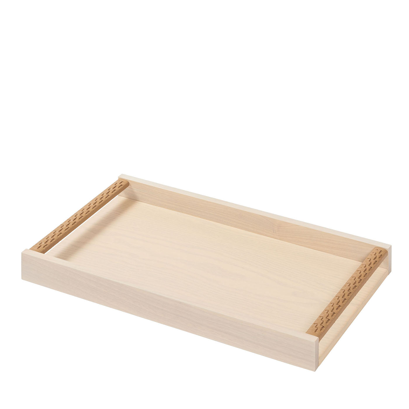 Dama Small Cappuccino Ashwood And Leather Tray - Main view