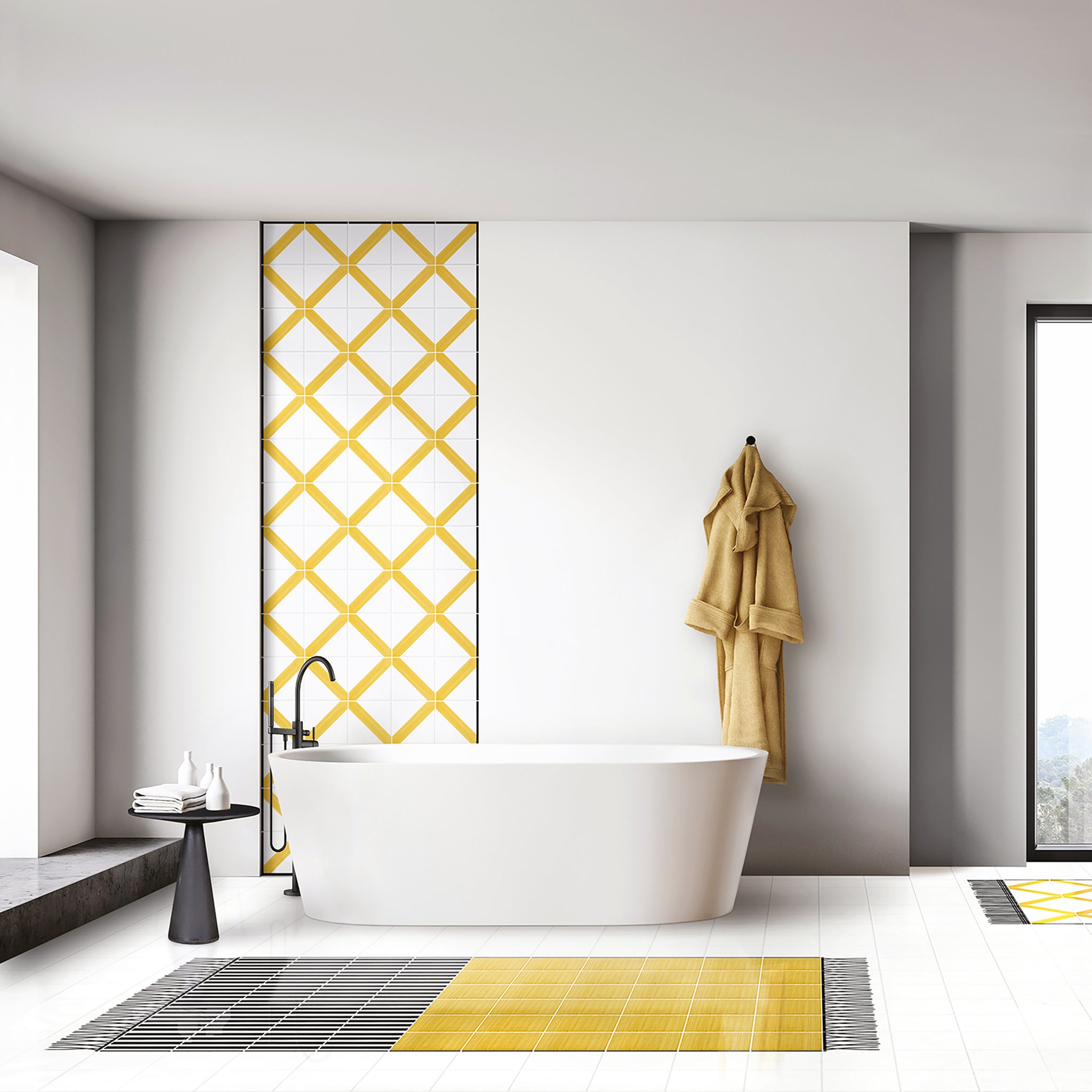 Carpet Yellow and Striped Ceramic Composition by Giuliano Andrea dell’Uva 220 x 140 - Alternative view 3