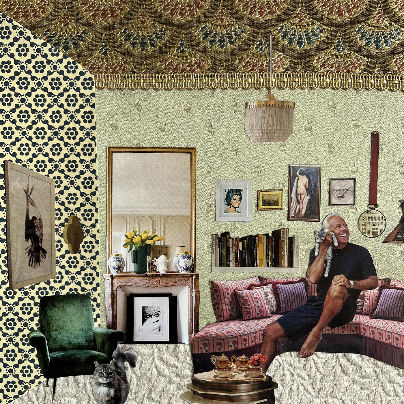 Giorgio Armani Collage mit wiederverwerteten Materialien - Alternative Ansicht 1