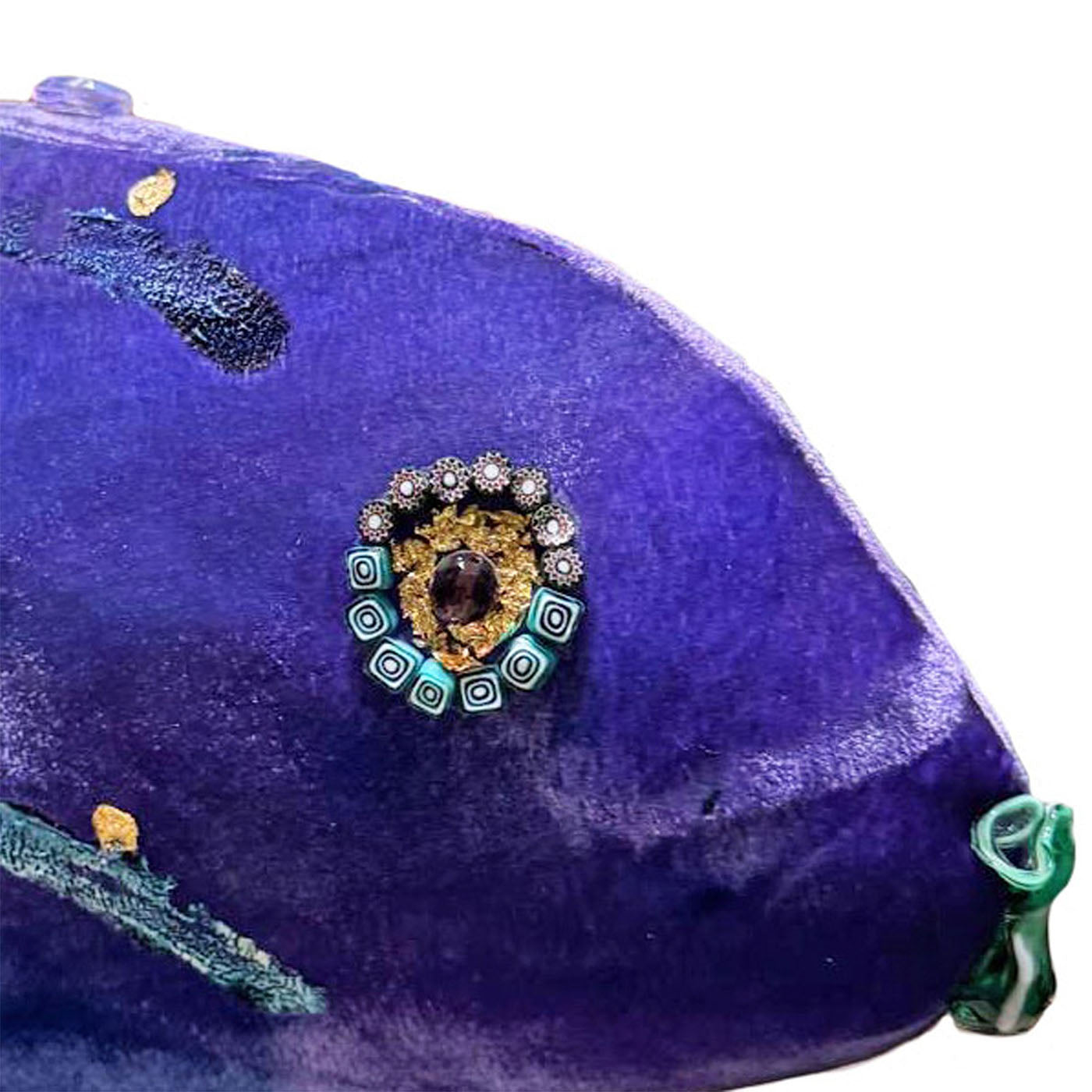 Joyful Fish Green & Violet Velvet Sculpture - Alternative view 2