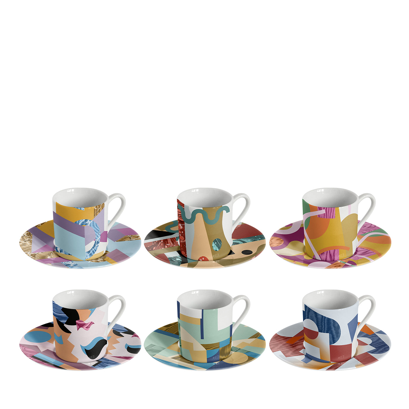 Alchimie set of 6 Porcelain Espresso Cups with Abstract Decor - Main view