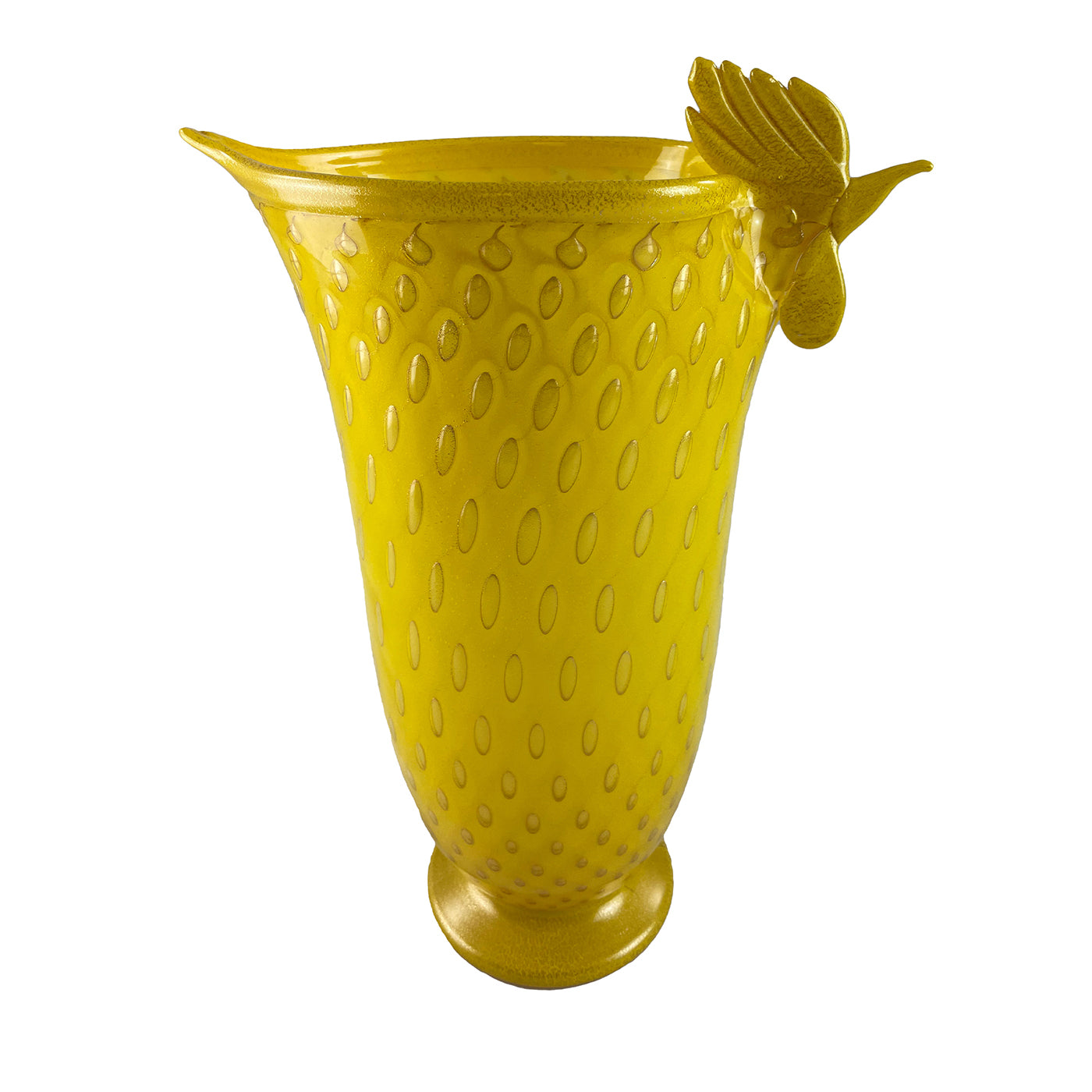 Gallo Vaso alto in vetro giallo zoomorfo - Vista principale