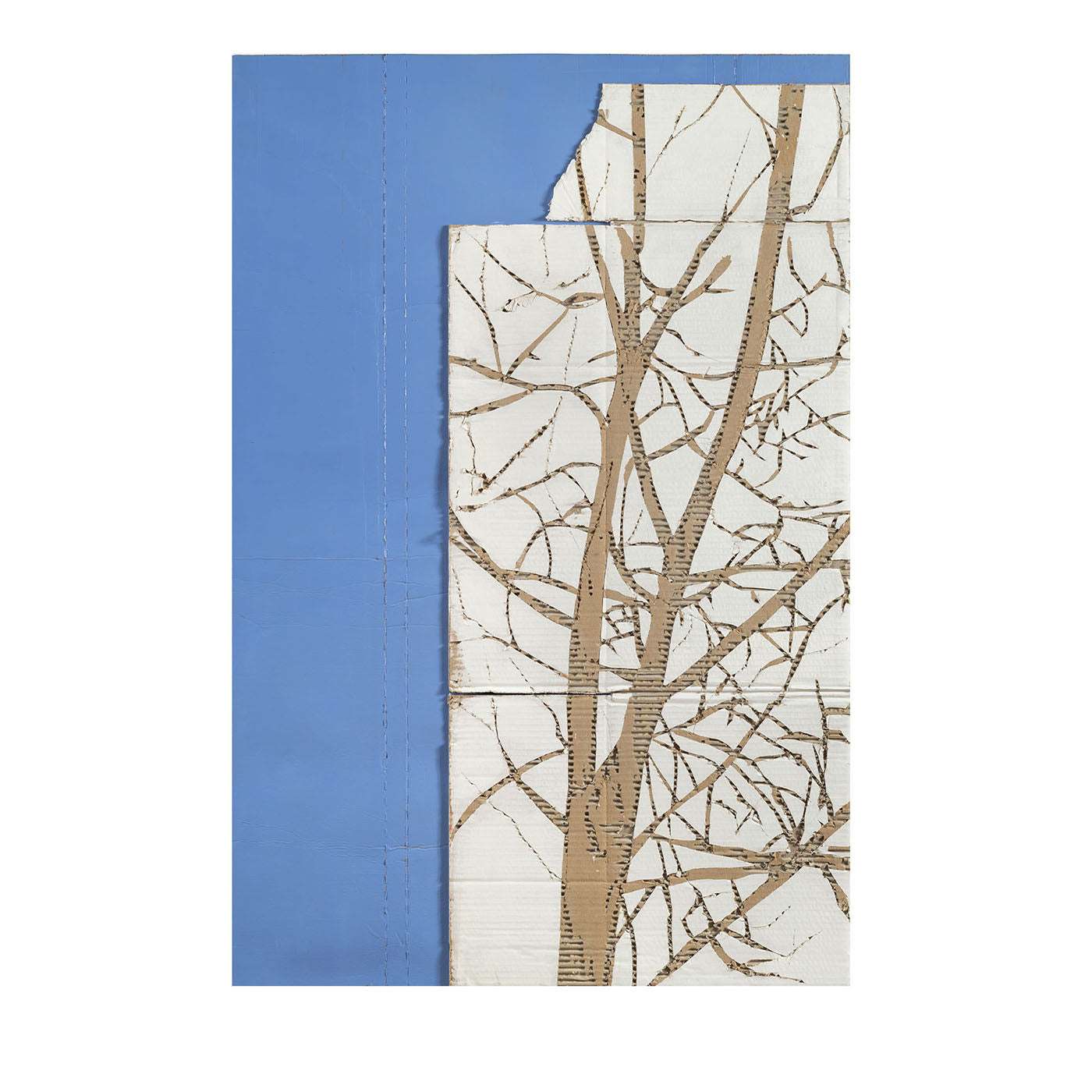 White Branches on Blue Sky Layered Cardboard Panel - Main view