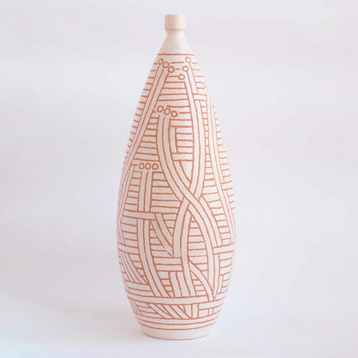 Patterned Beige Majolica Single-flower Vase - Alternative view 1