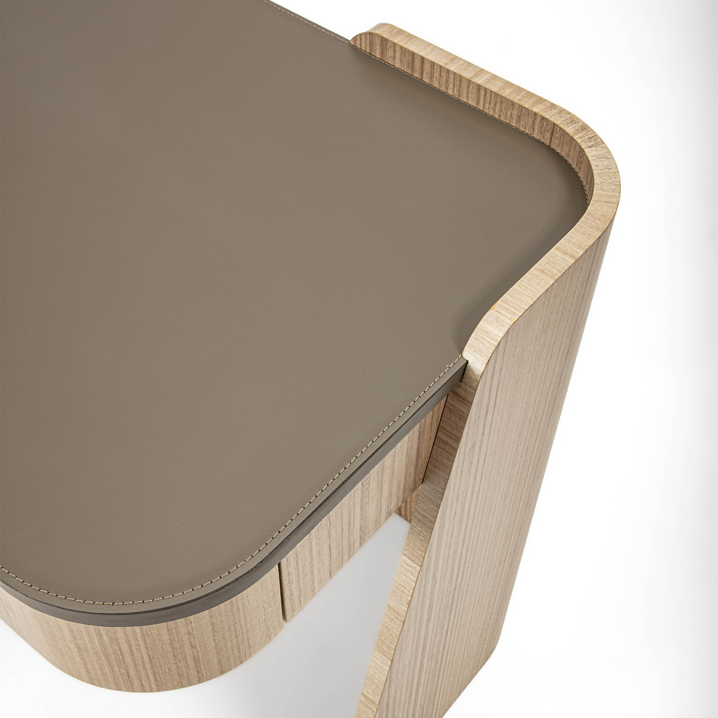 Shape 2-Drawer Leather & Eucalyptus Desk - Alternative view 4