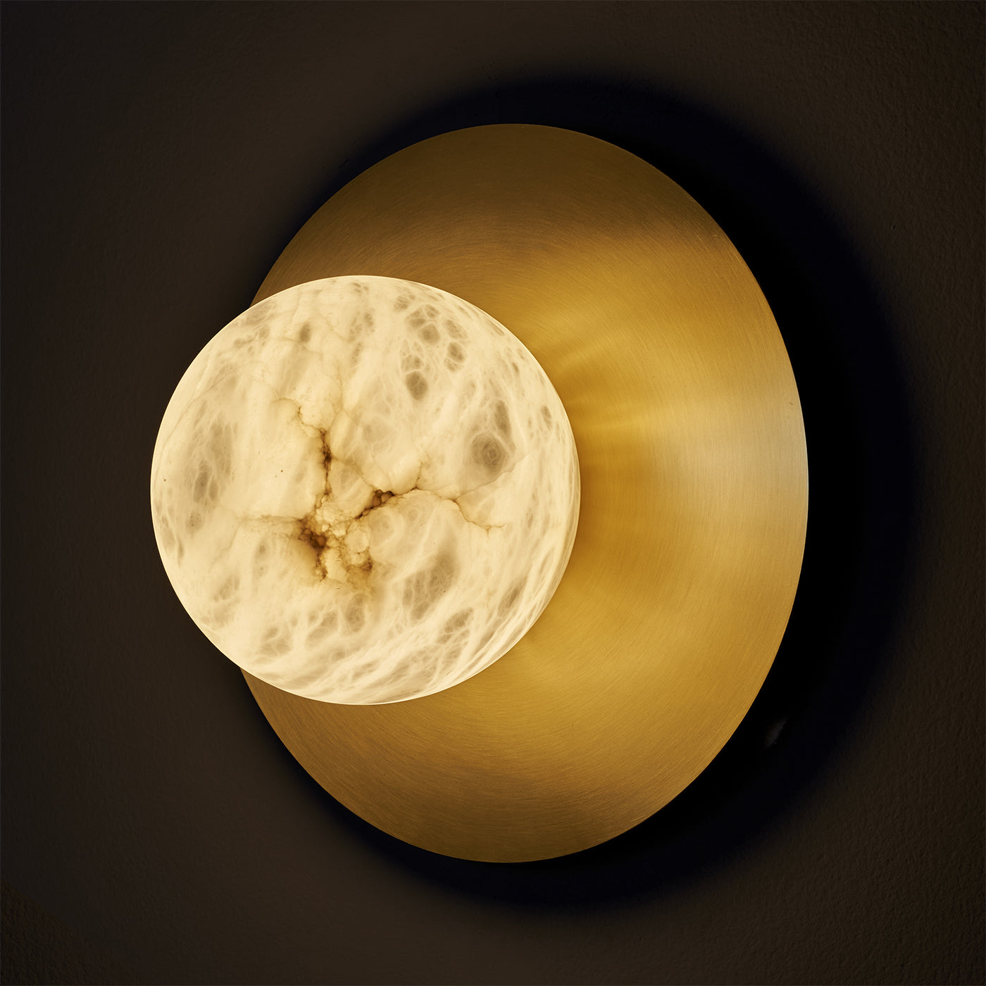 "Mini Alabaster Moon" Wall Sconce in Satin Brass - Alternative view 2
