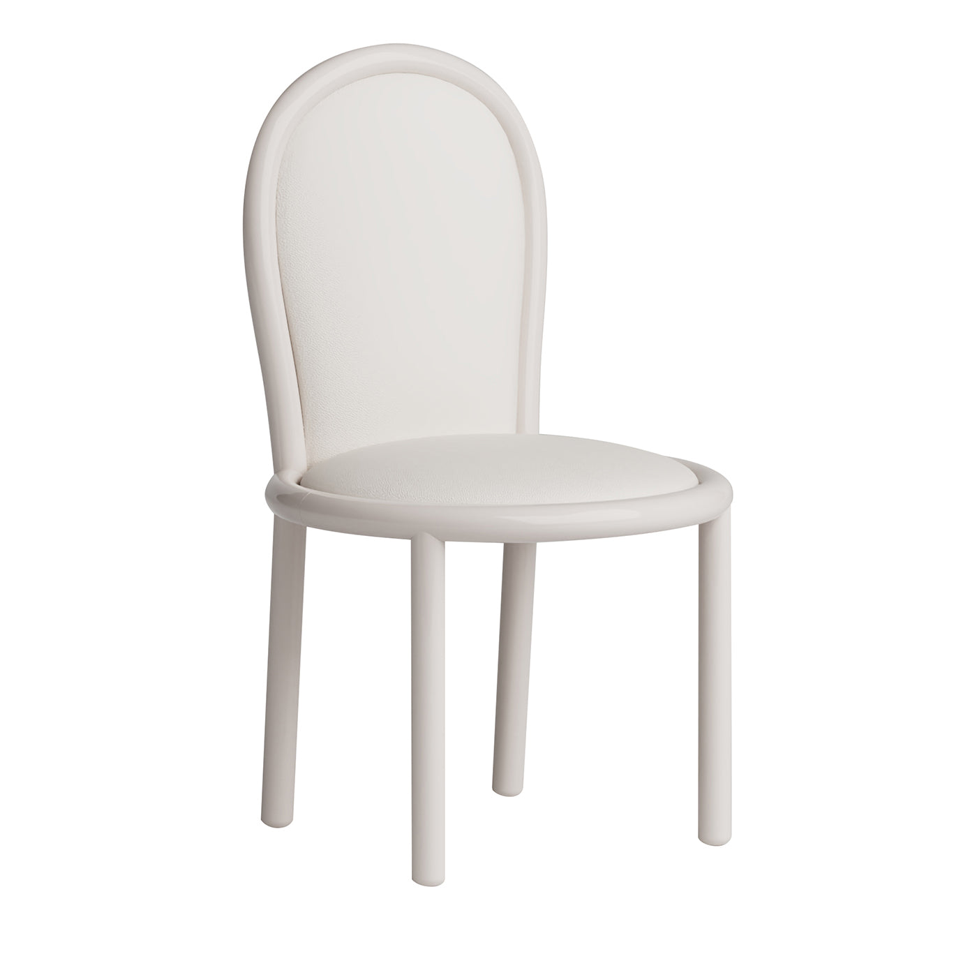 Masa Soul White Leather And Glossy Tortora Wood Dining Chair - Main view