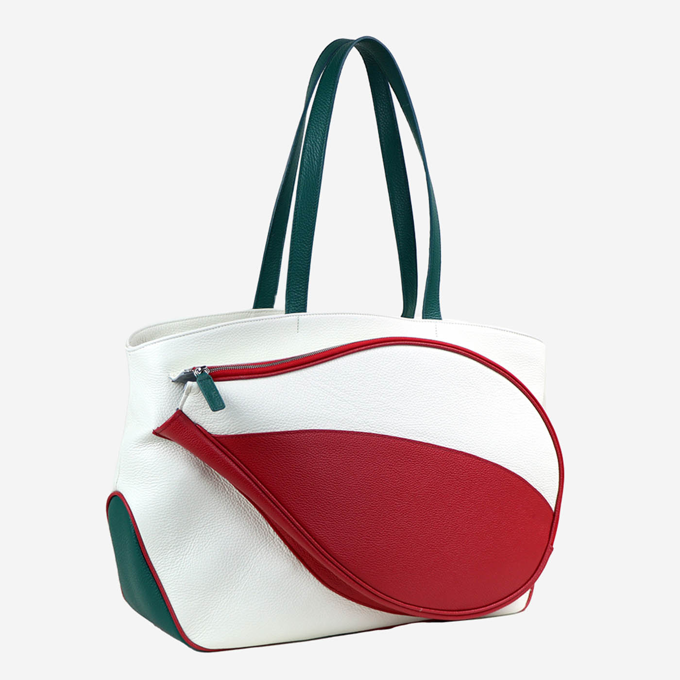 Bolsa de deporte blanca y roja con bolsillo en forma de raqueta de tenis - Vista alternativa 3