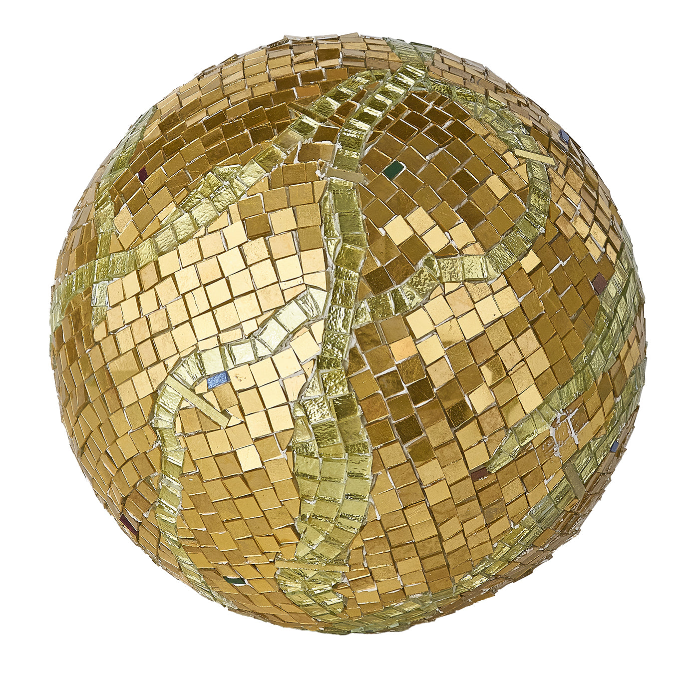 Sfera 1 Scultura sferica in mosaico dorato - Vista principale
