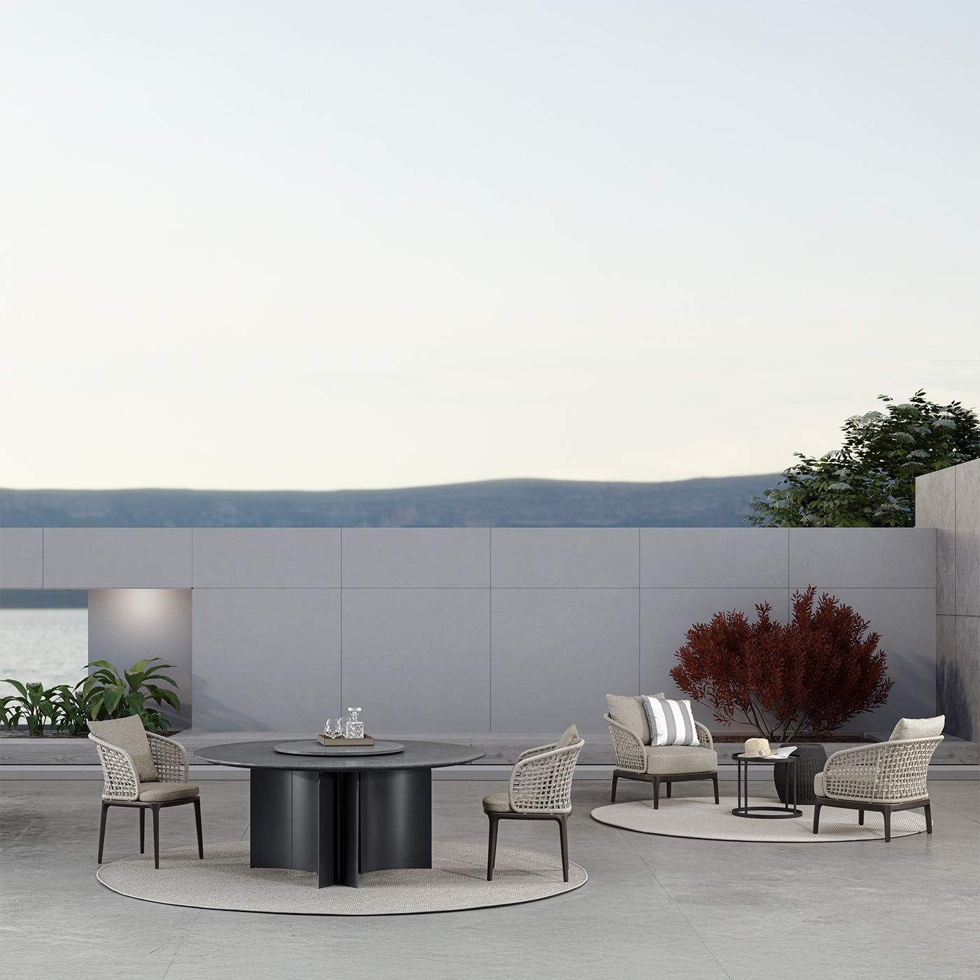 Bolgheri Round Stone Outdoor Dining Table - Alternative view 4