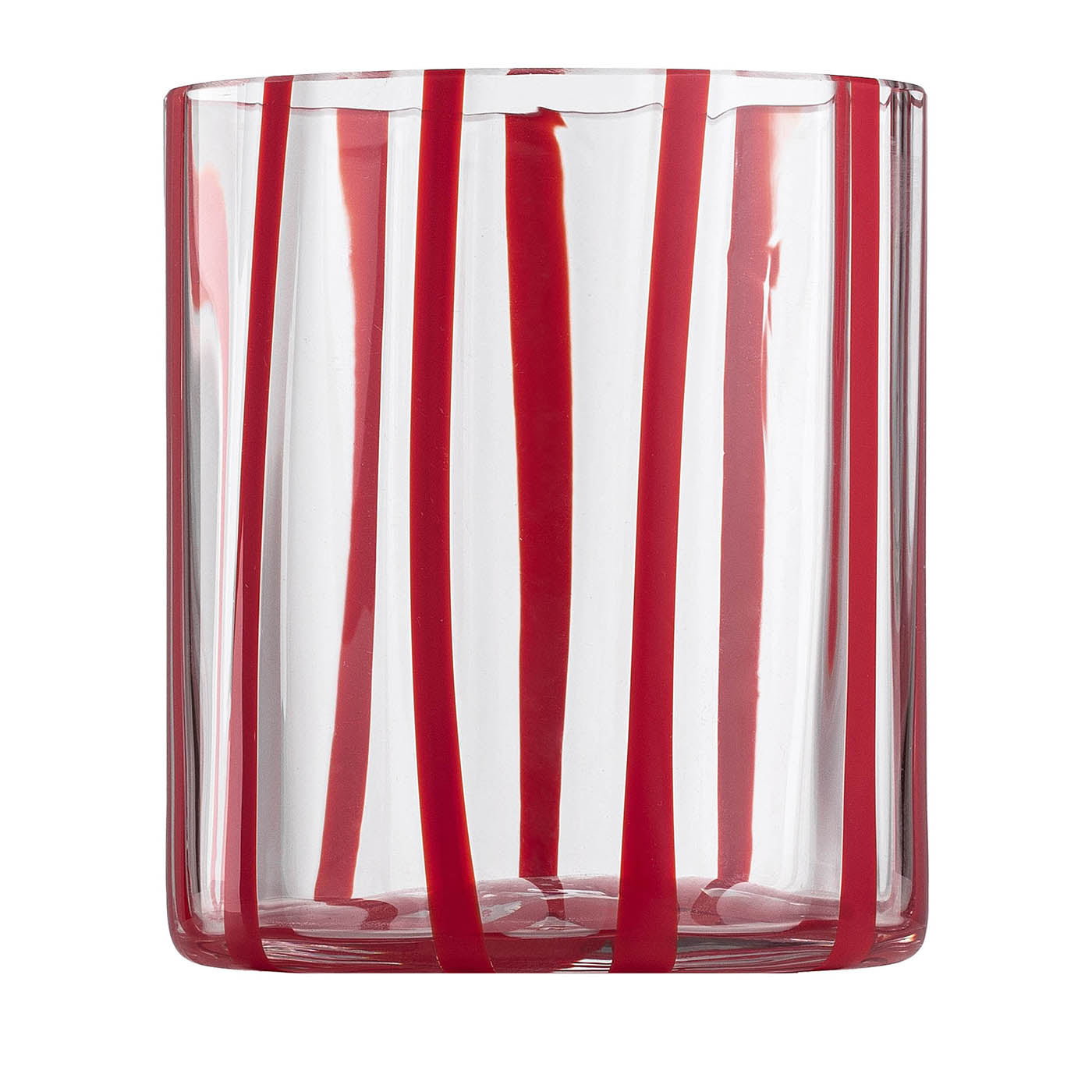 Cyrcus Striped Red & Transparent Murano Glass Tumbler Glass - Main view
