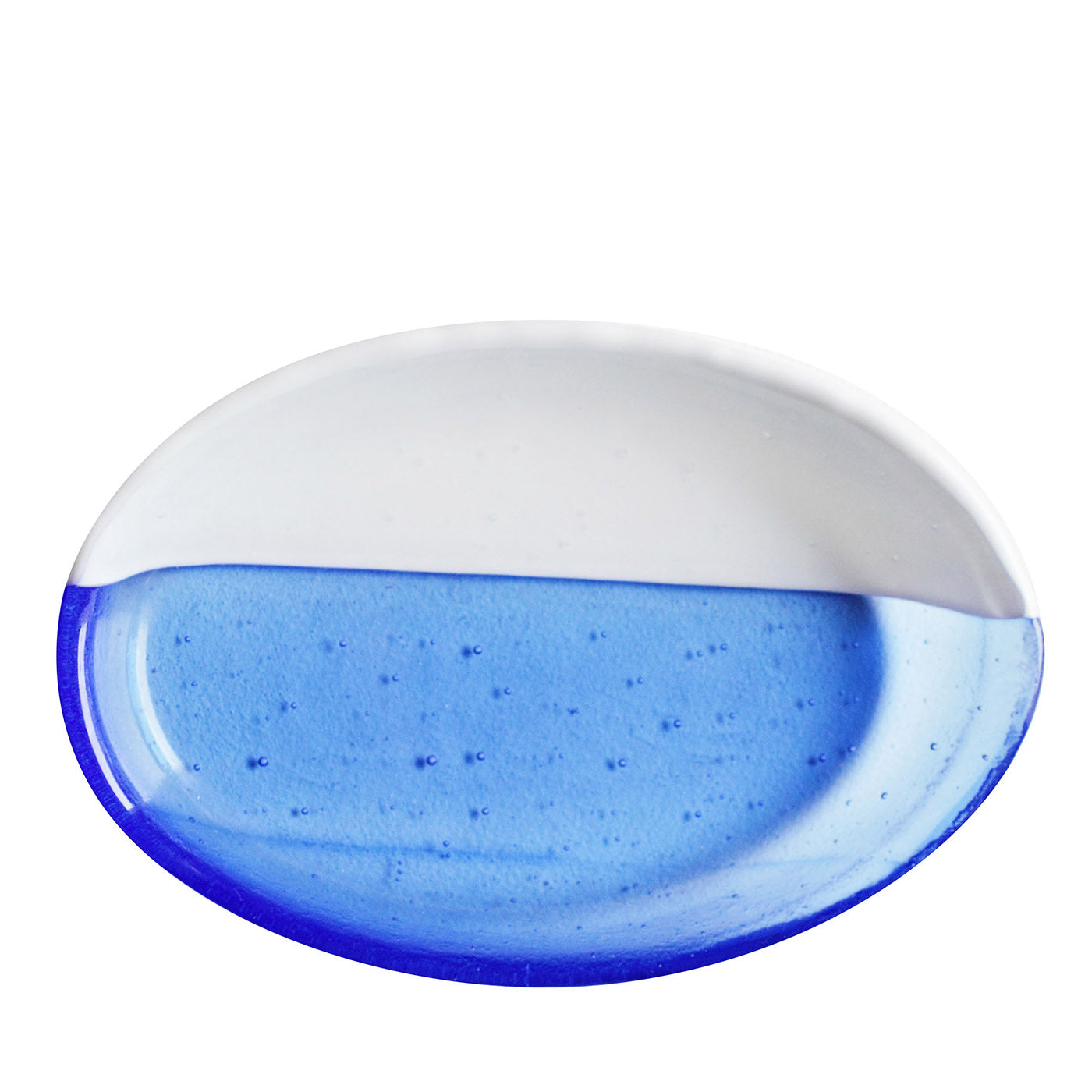 Piatto da portata in vetro bianco e blu  - Vista principale