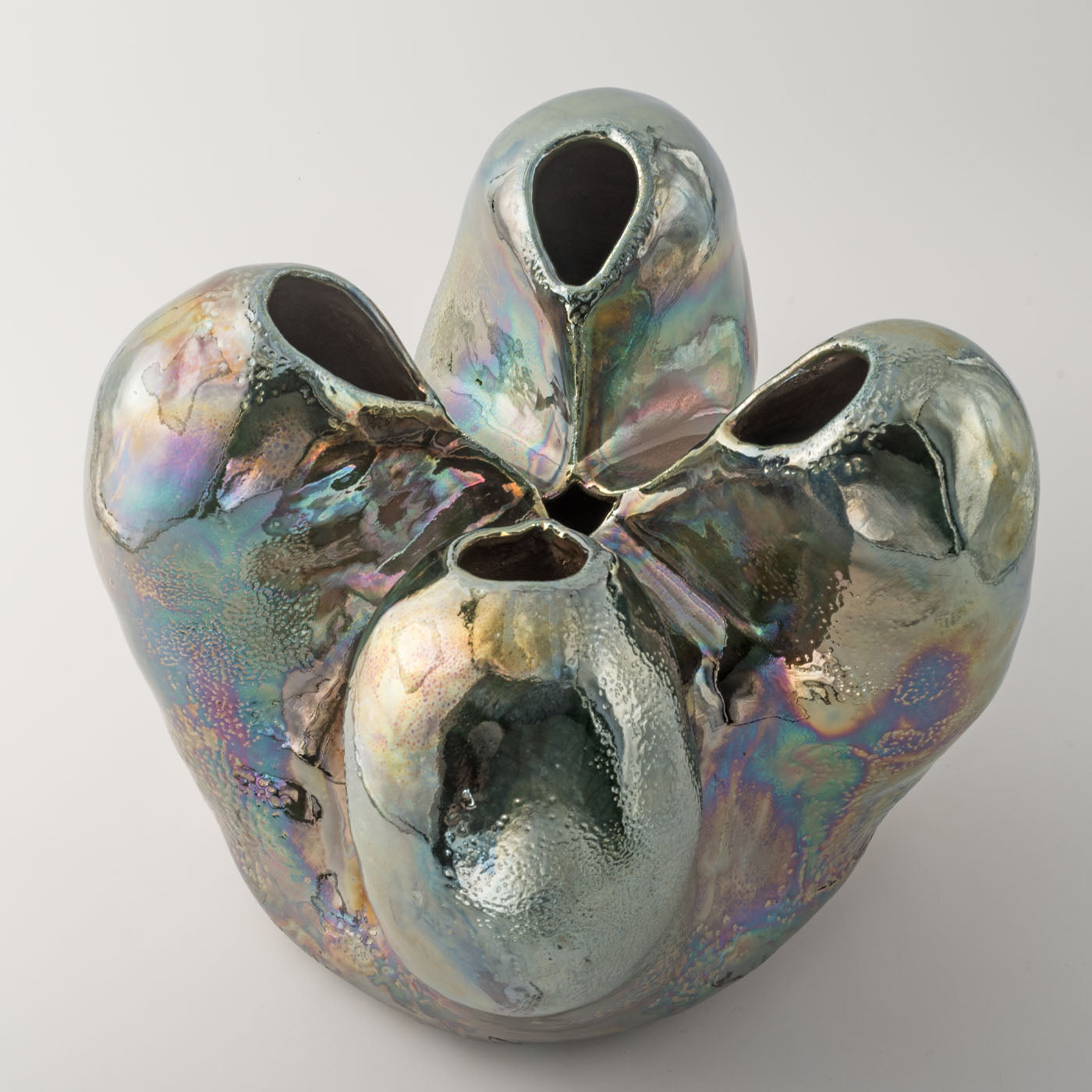 Abbraccio Raku Polychrome Ceramic Sculpture by Nino Basso - Alternative view 3