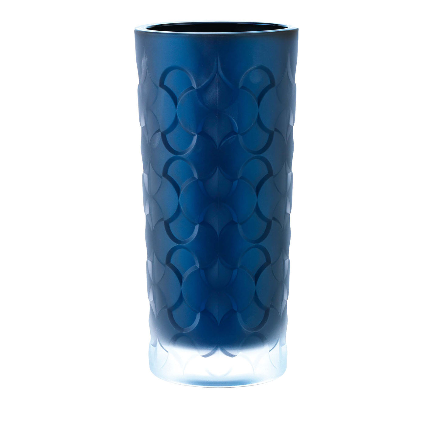 Vase fantaisie bleu gravé et transparent - Vue principale