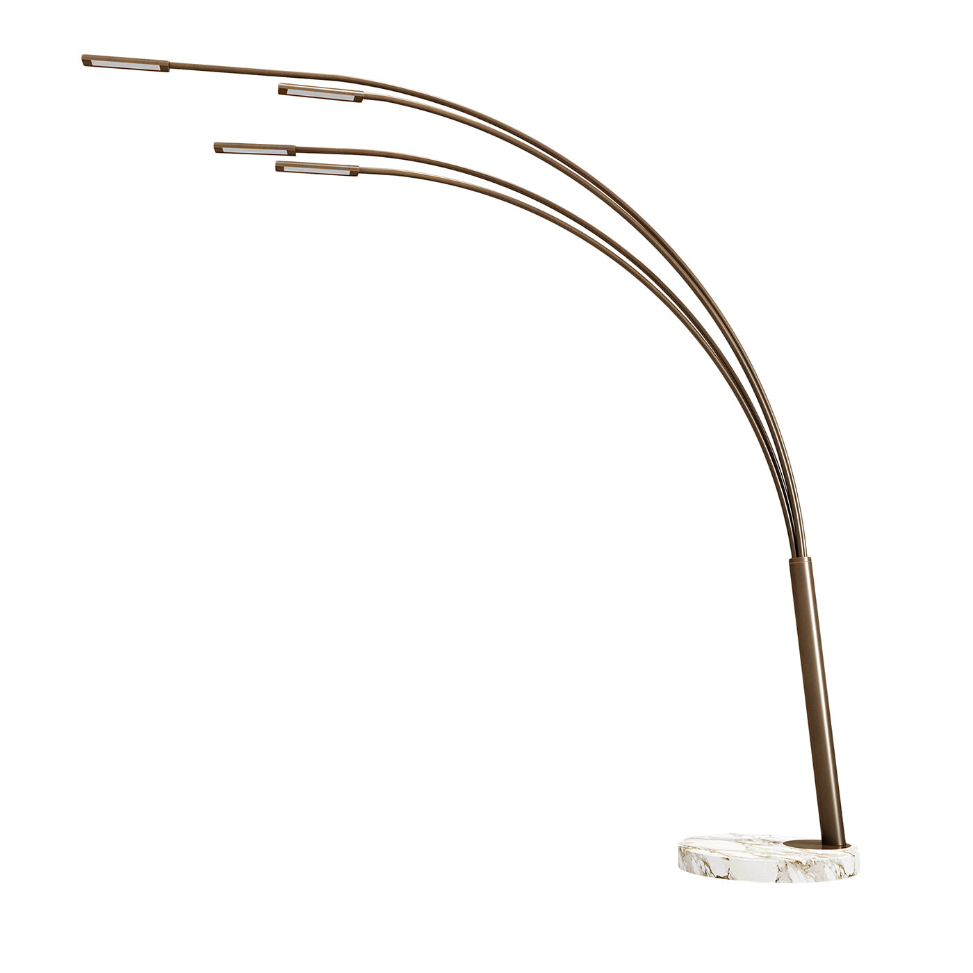 Juncos with 4 branches in brass and white marble base floor lamp - Main view